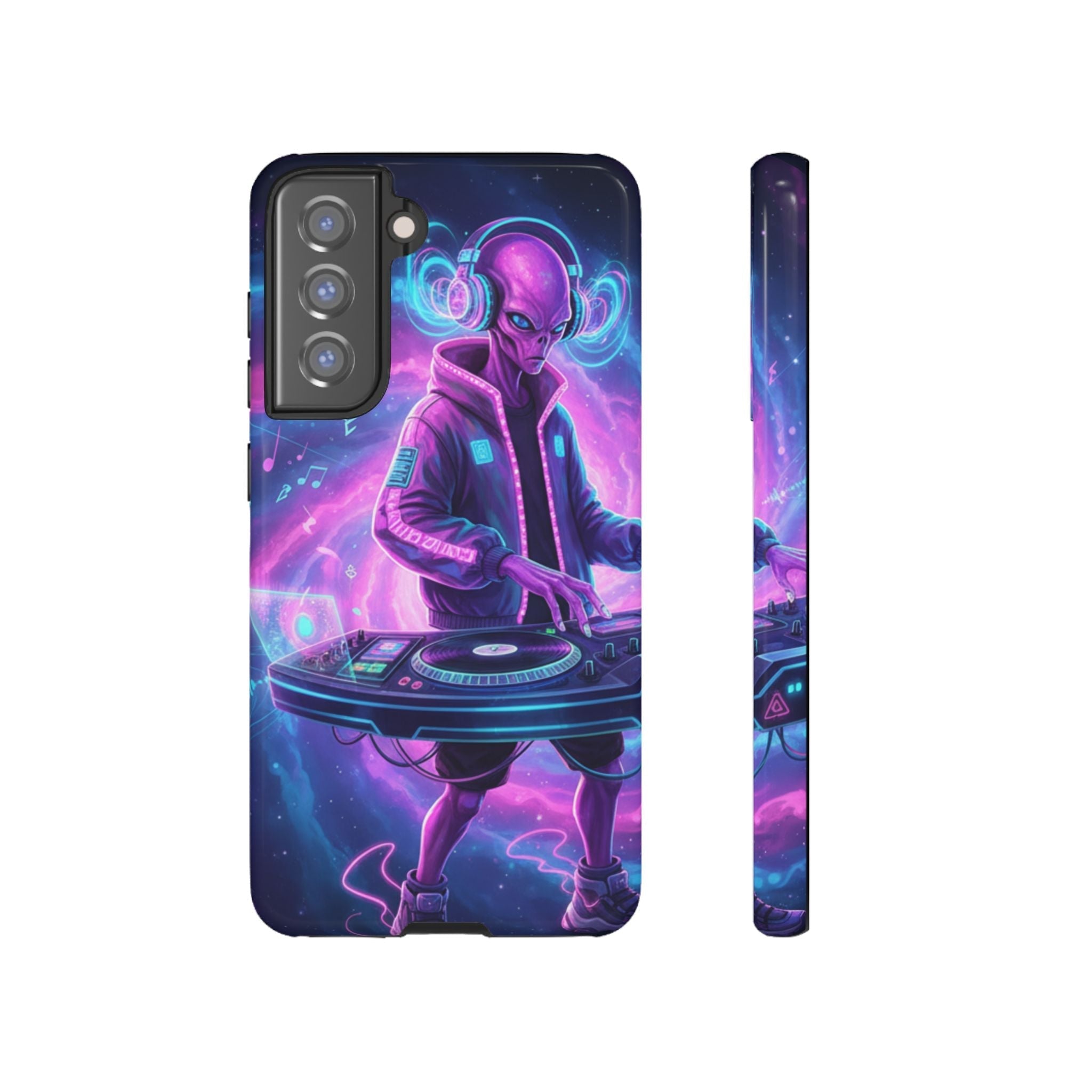 Alien DJ Phone Case — Neon Space Electronic Music Protective Cover Printify