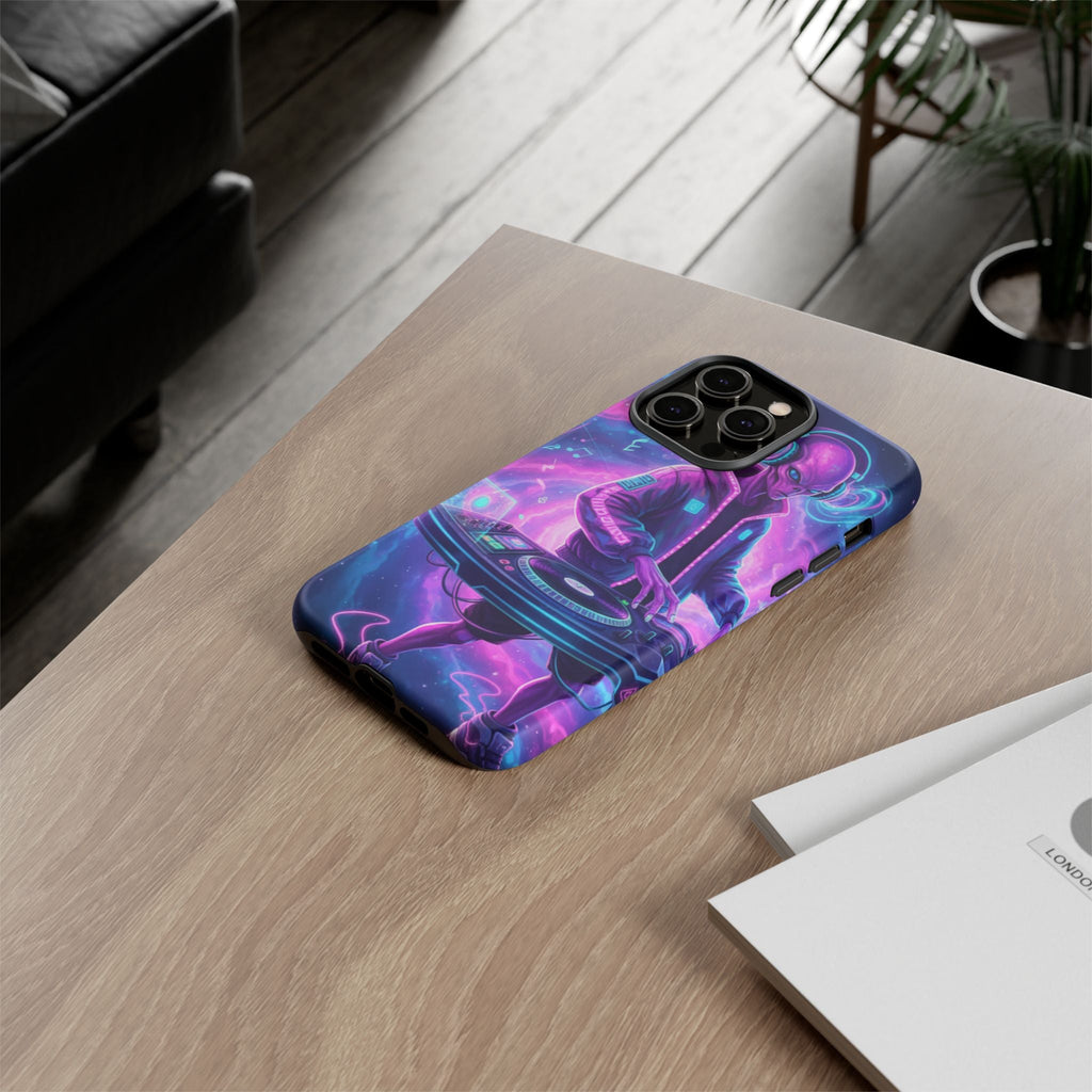 Alien DJ Phone Case — Neon Space Electronic Music Protective Cover Printify