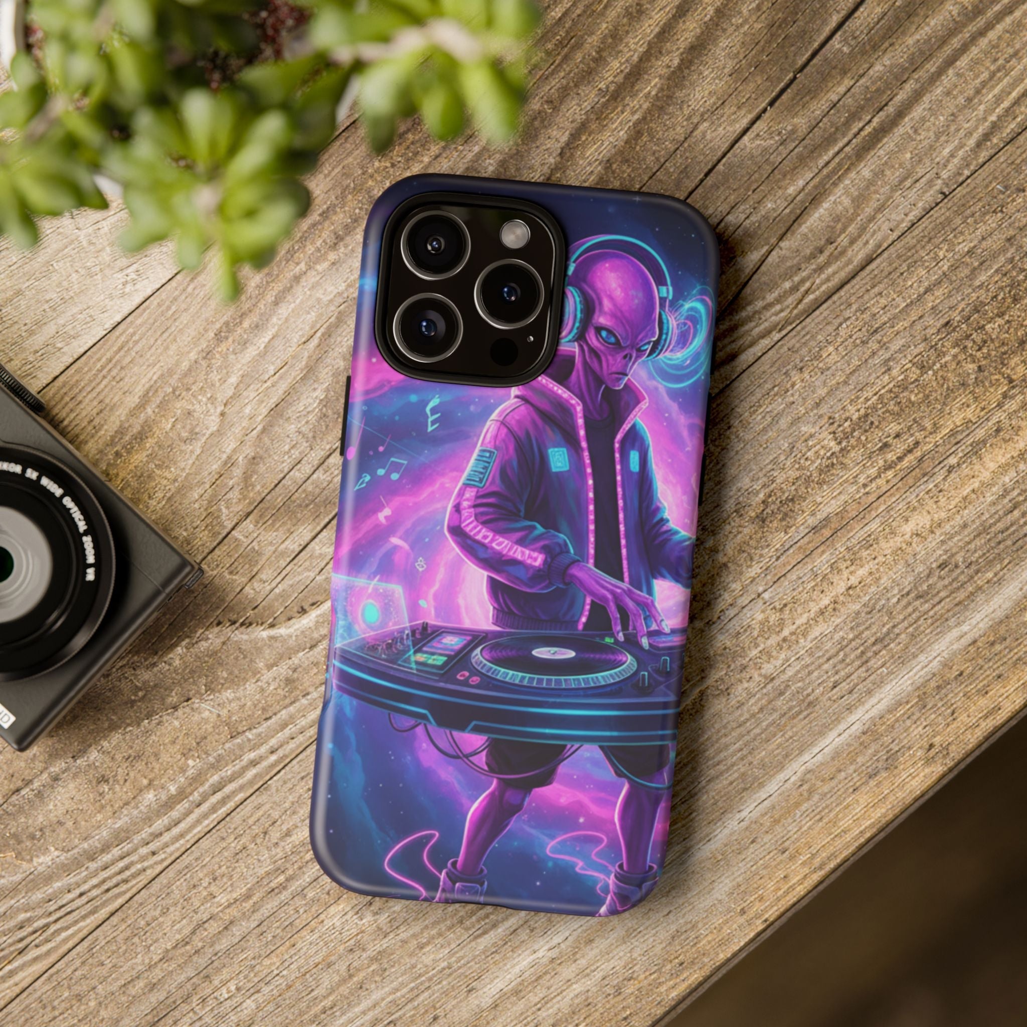 Alien DJ Phone Case — Neon Space Electronic Music Protective Cover Printify