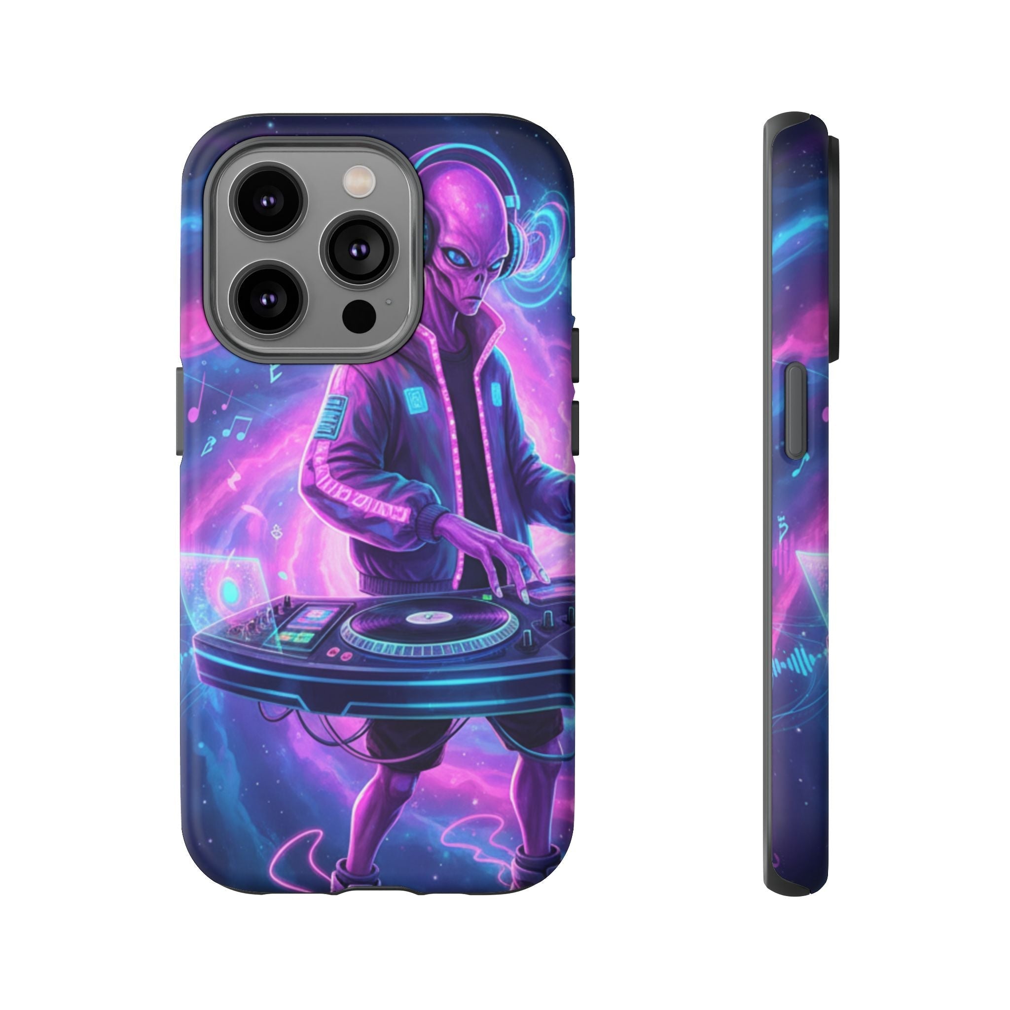 Alien DJ Phone Case — Neon Space Electronic Music Protective Cover Printify