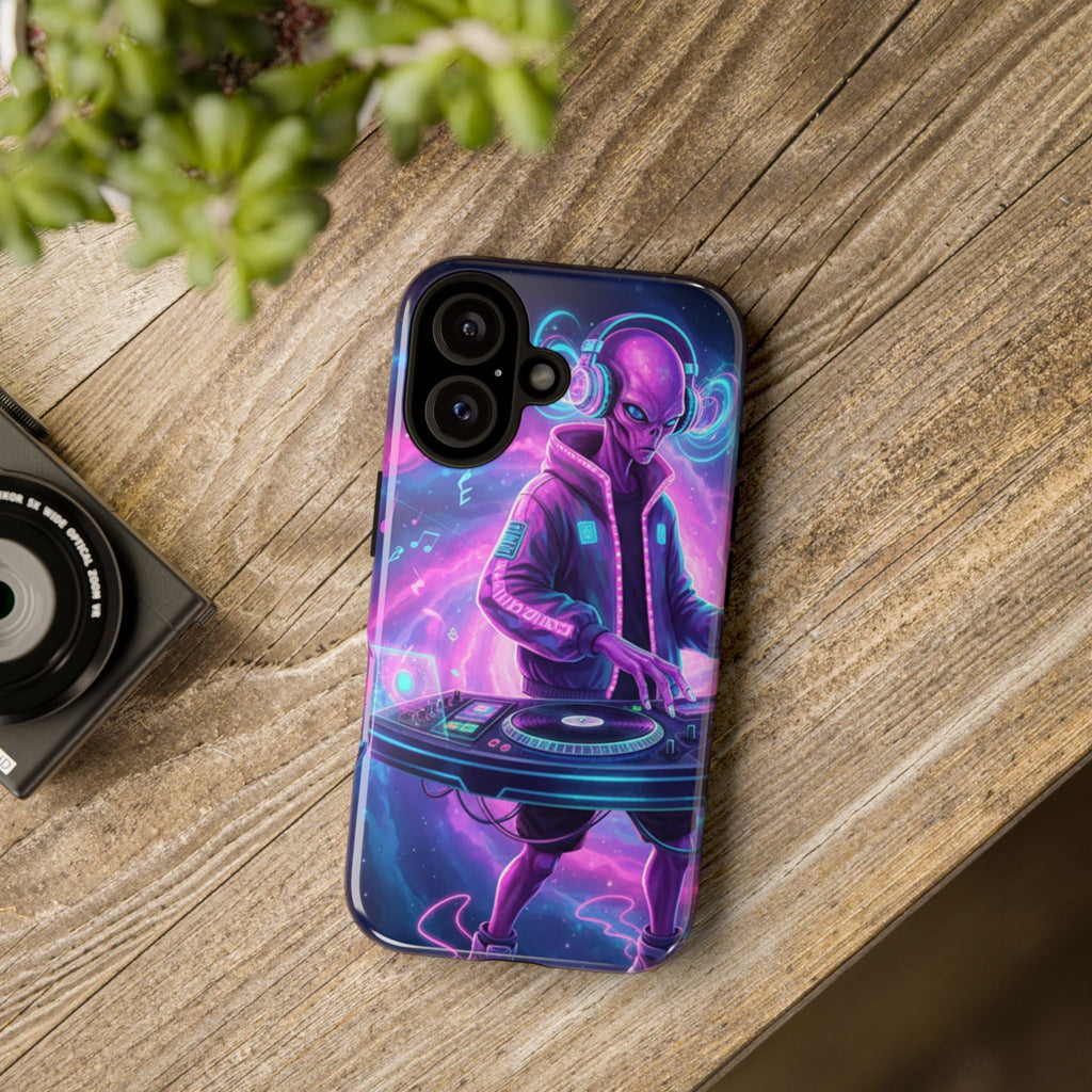 Alien DJ Phone Case — Neon Space Electronic Music Protective Cover Printify