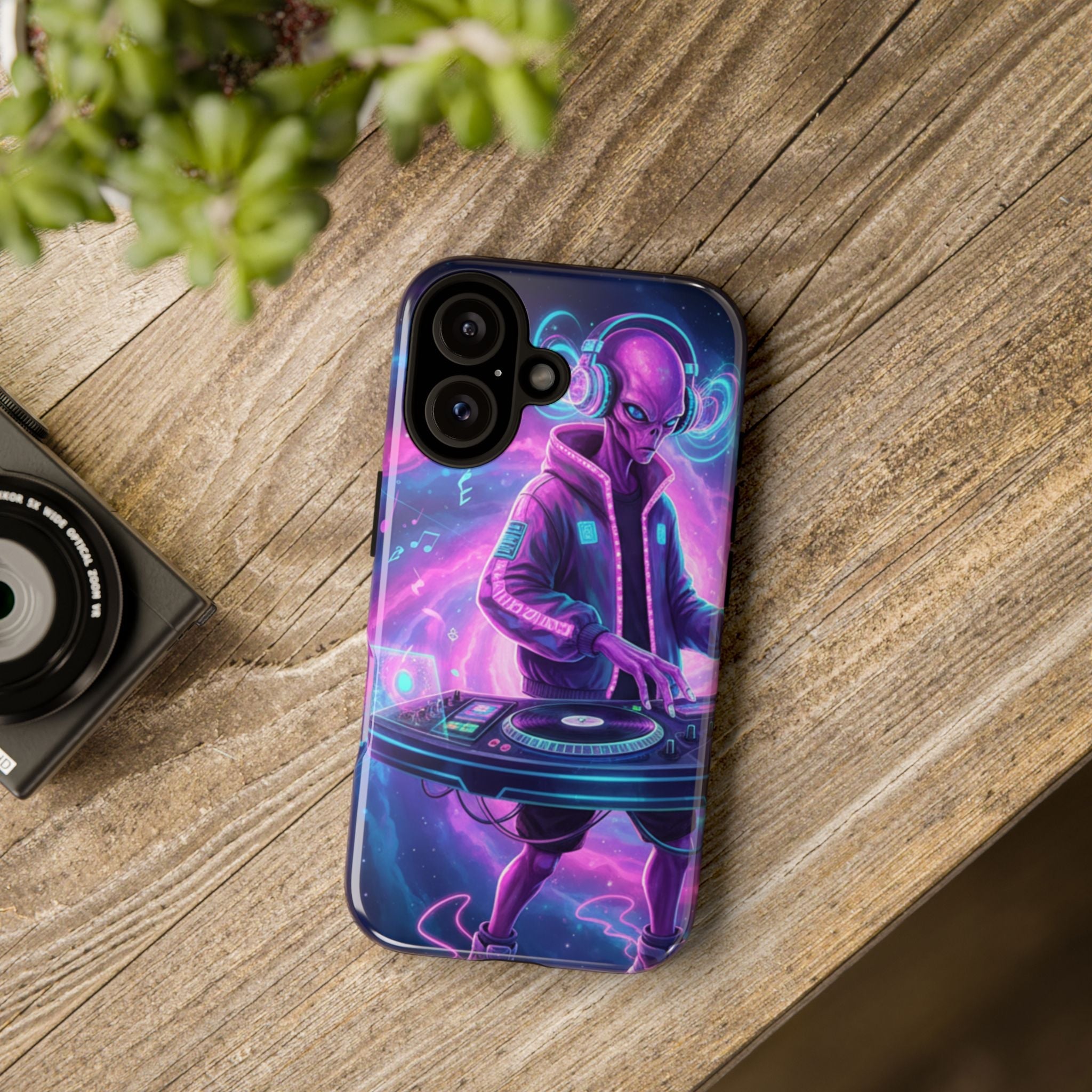 Alien DJ Phone Case — Neon Space Electronic Music Protective Cover Printify