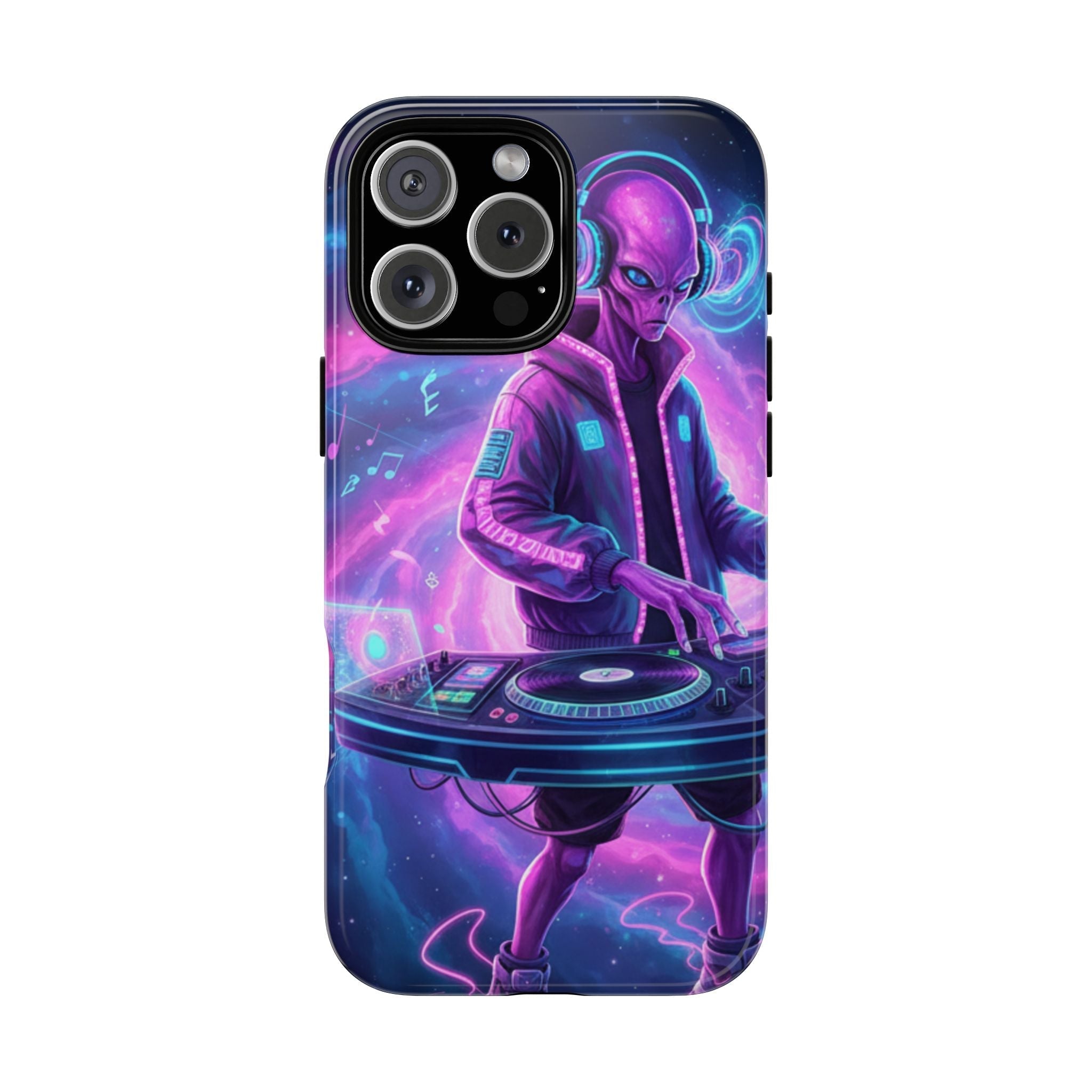 Alien DJ Phone Case — Neon Space Electronic Music Protective Cover Printify