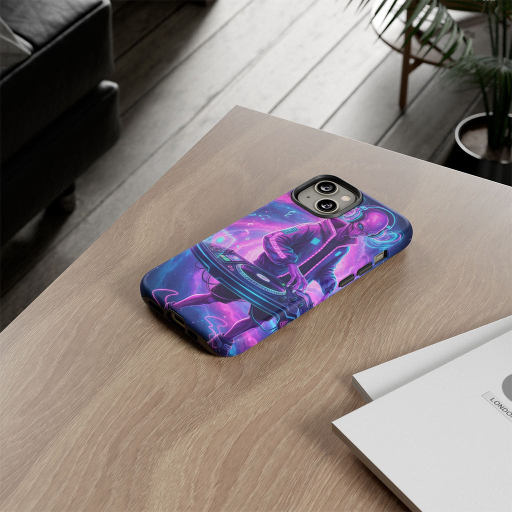 Alien DJ Phone Case — Neon Space Electronic Music Protective Cover Printify