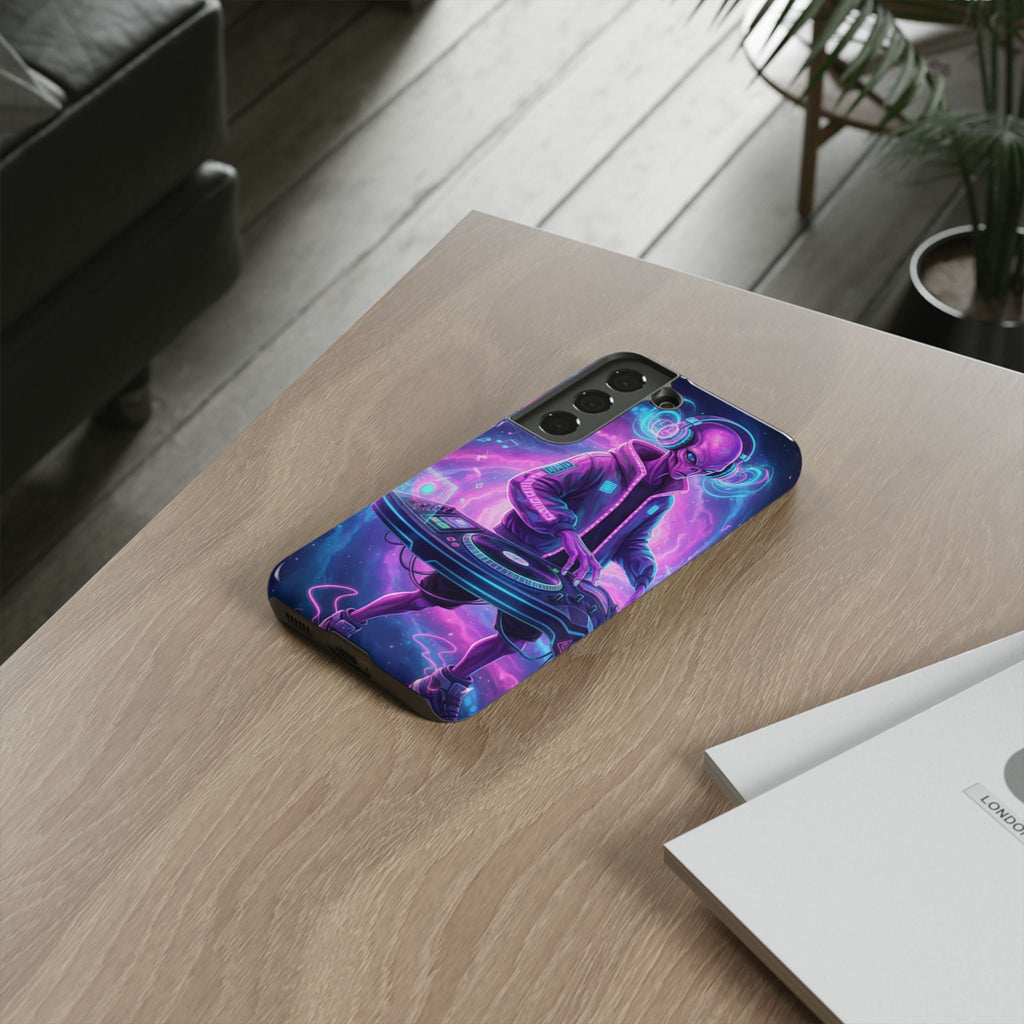 Alien DJ Phone Case — Neon Space Electronic Music Protective Cover Printify