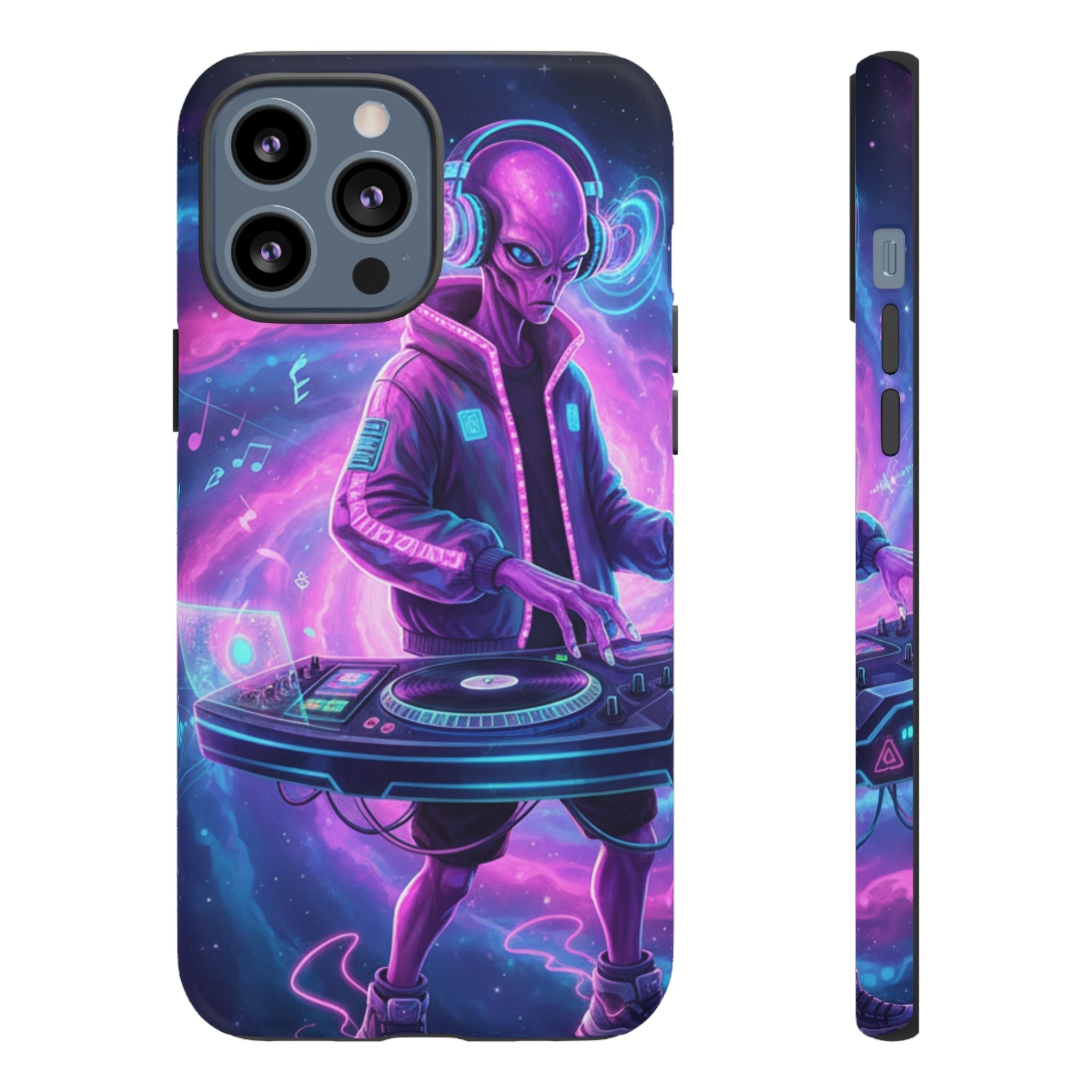 Alien DJ Phone Case — Neon Space Electronic Music Protective Cover Printify
