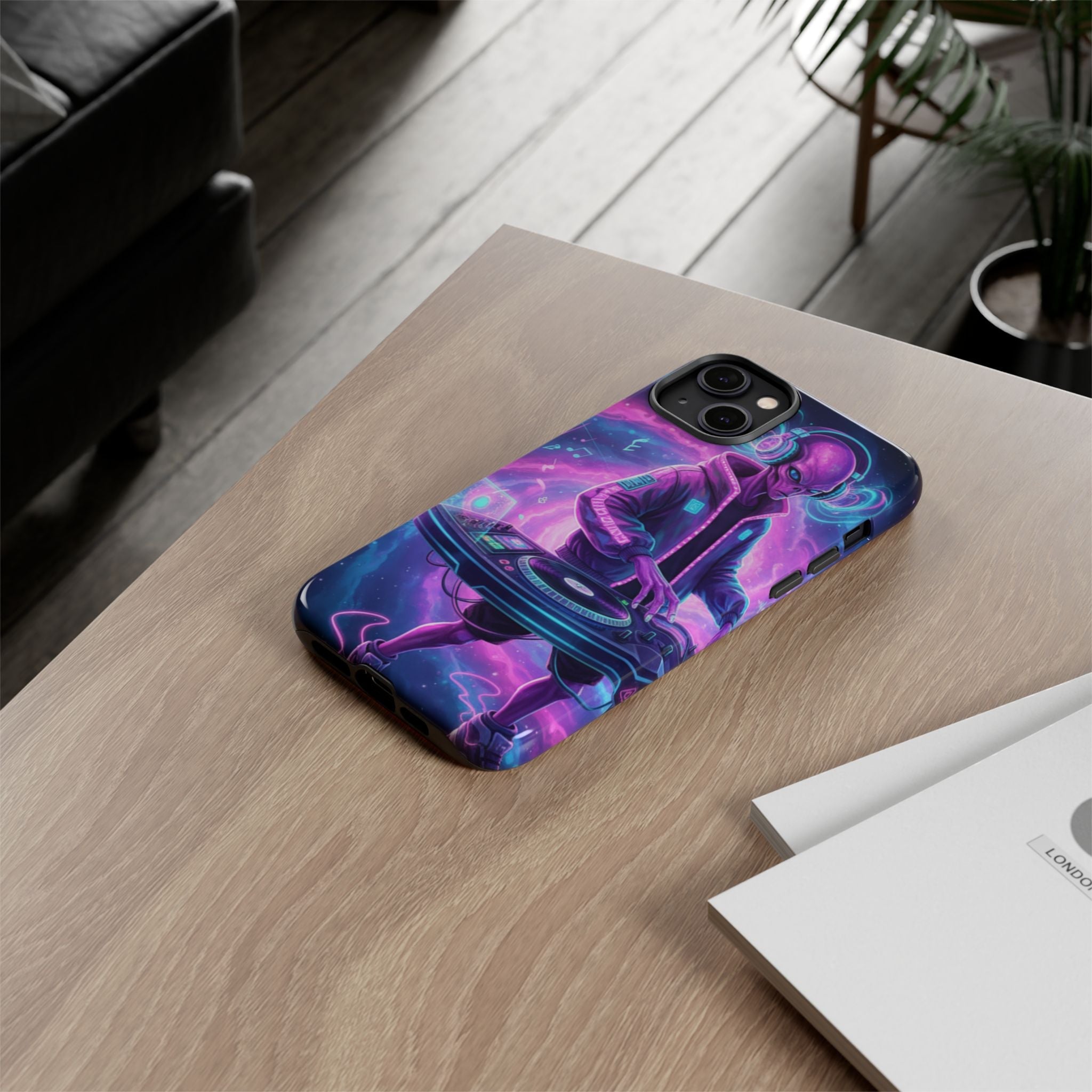 Alien DJ Phone Case — Neon Space Electronic Music Protective Cover Printify