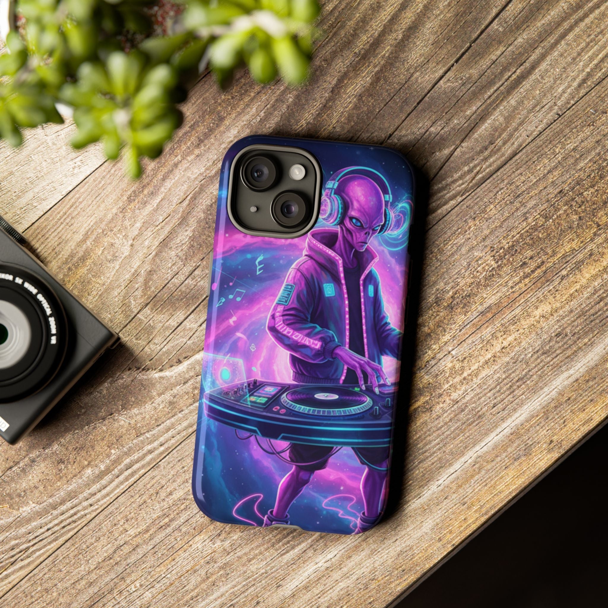 Alien DJ Phone Case — Neon Space Electronic Music Protective Cover Printify