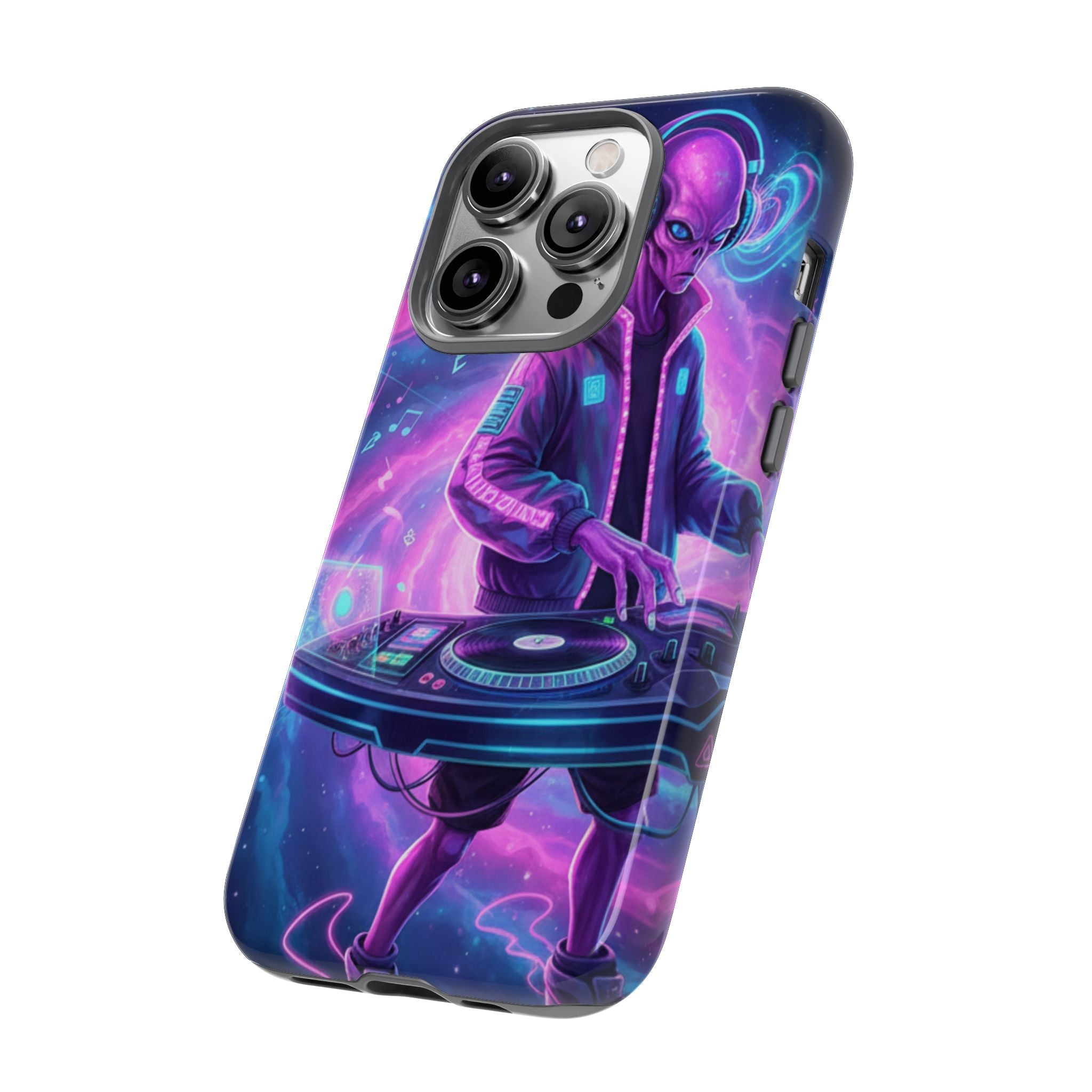 Alien DJ Phone Case — Neon Space Electronic Music Protective Cover Printify