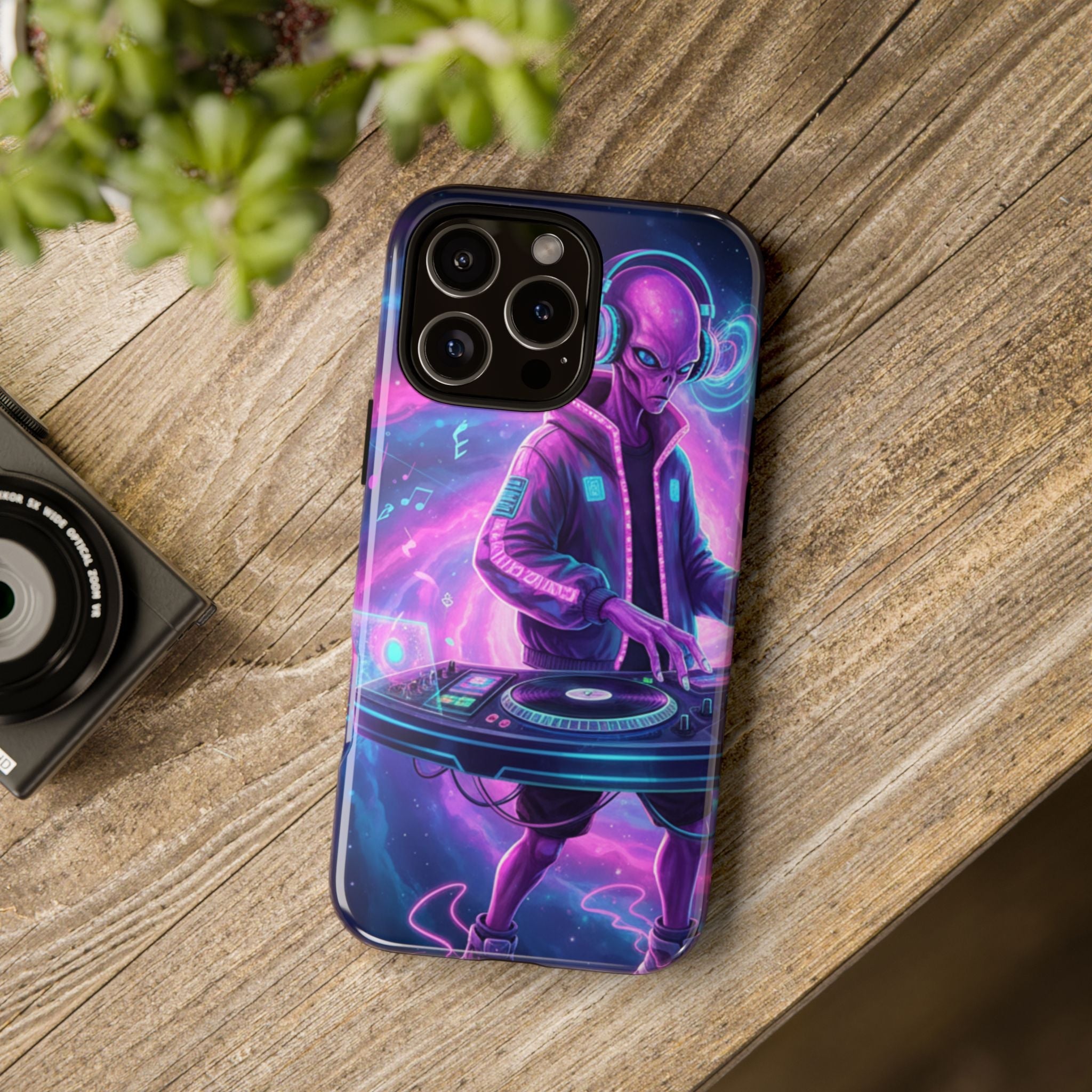 Alien DJ Phone Case — Neon Space Electronic Music Protective Cover Printify