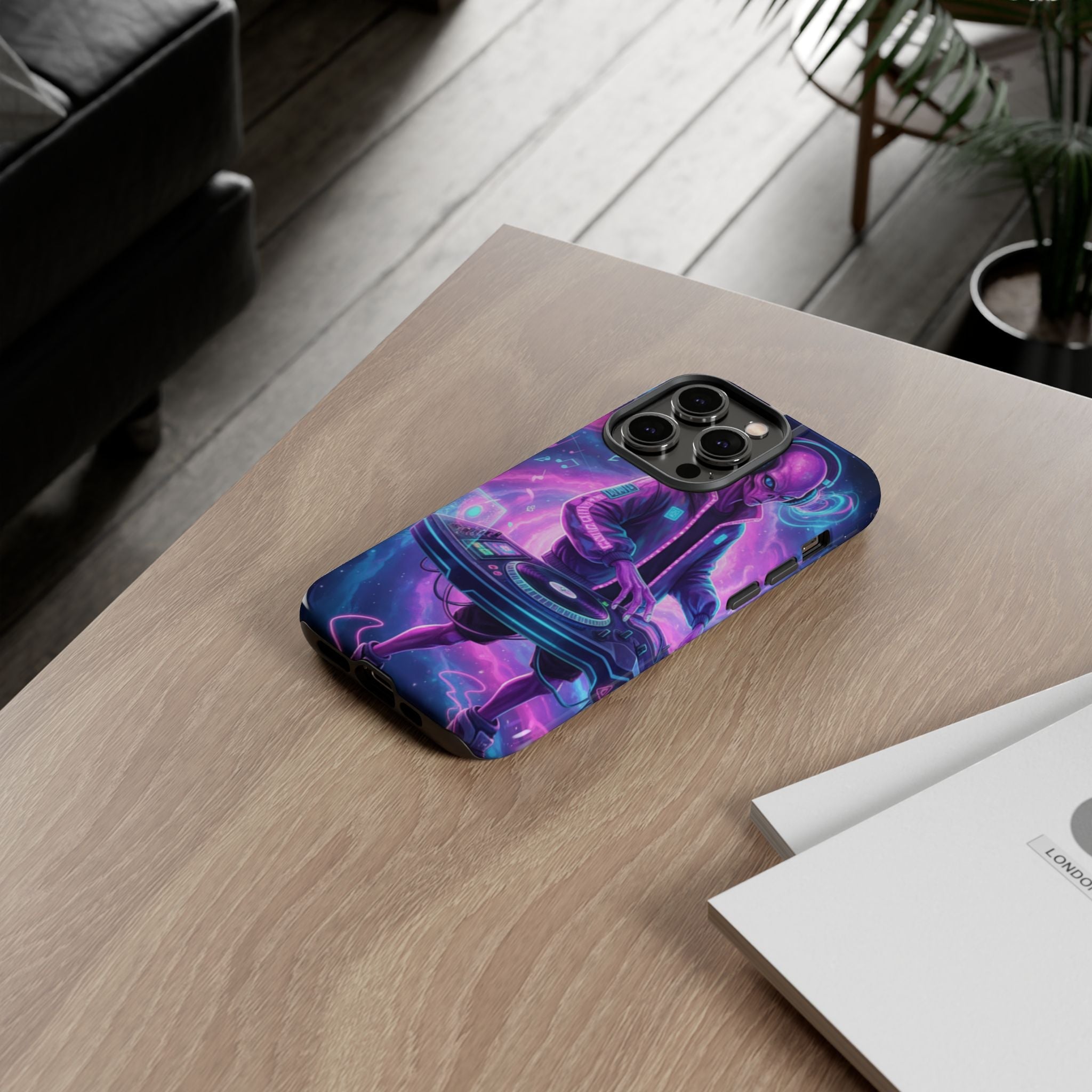Alien DJ Phone Case — Neon Space Electronic Music Protective Cover Printify