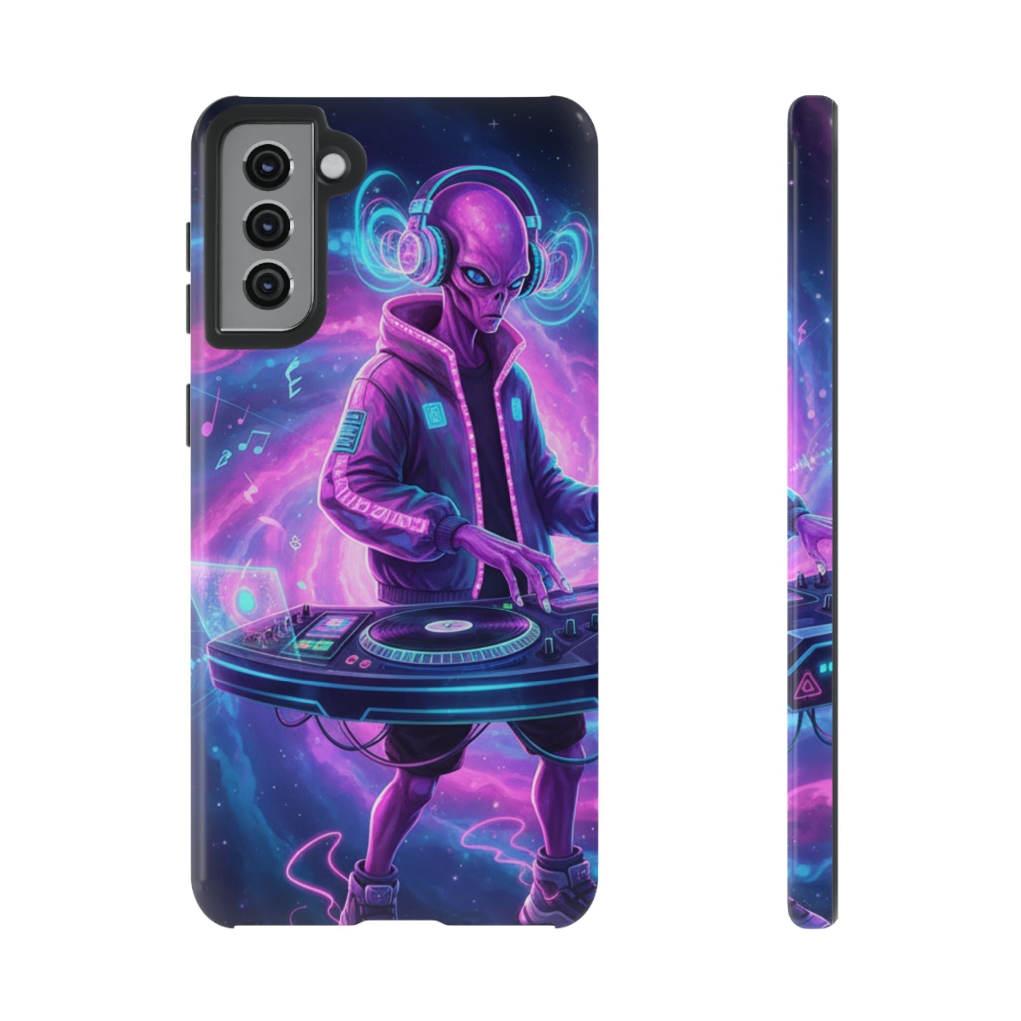 Alien DJ Phone Case — Neon Space Electronic Music Protective Cover Printify