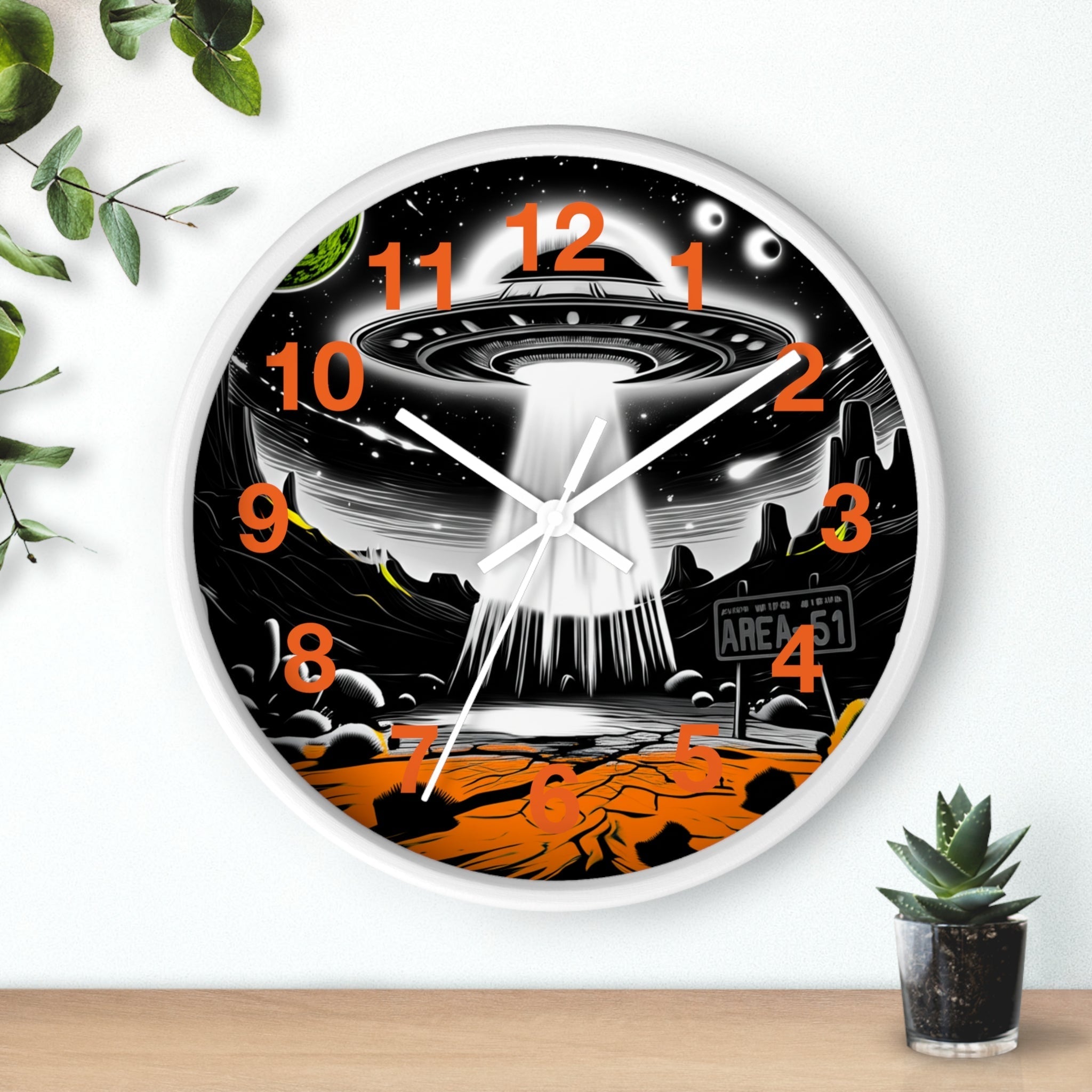 Alien Encounter Wall Clock, Unique Home Decor for Space Lovers, Retro Area 51 Theme, Perfect Gift for Sci-Fi Fans Printify