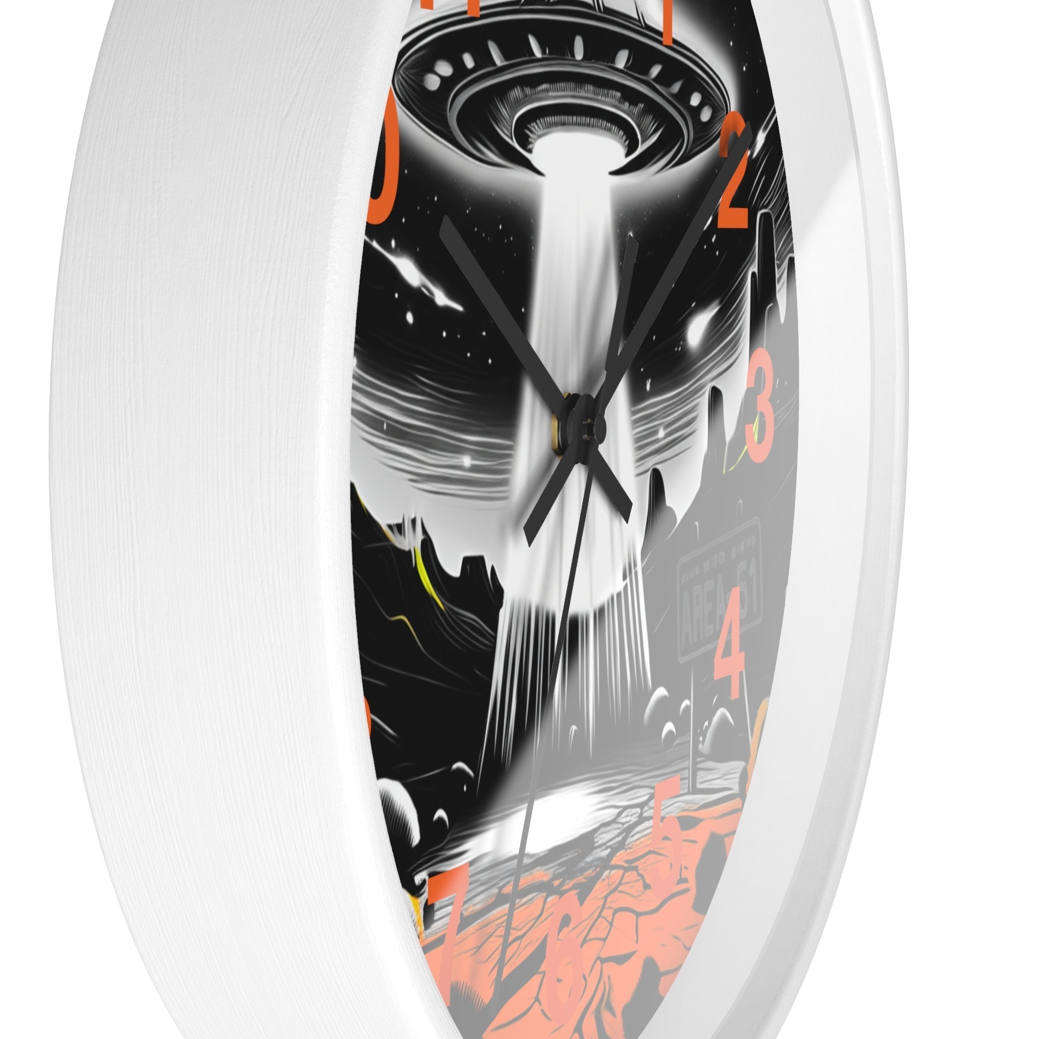 Alien Encounter Wall Clock, Unique Home Decor for Space Lovers, Retro Area 51 Theme, Perfect Gift for Sci-Fi Fans Printify