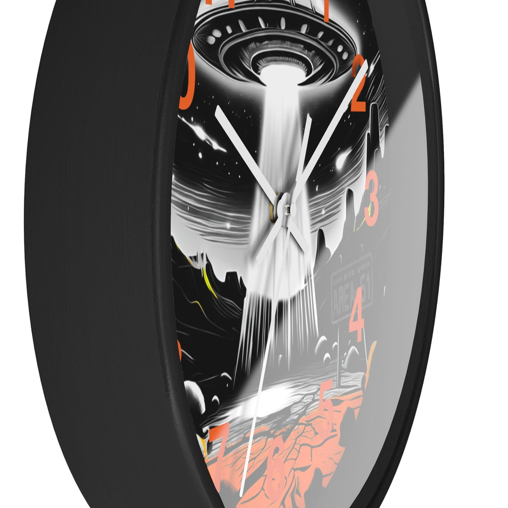 Alien Encounter Wall Clock, Unique Home Decor for Space Lovers, Retro Area 51 Theme, Perfect Gift for Sci-Fi Fans Printify