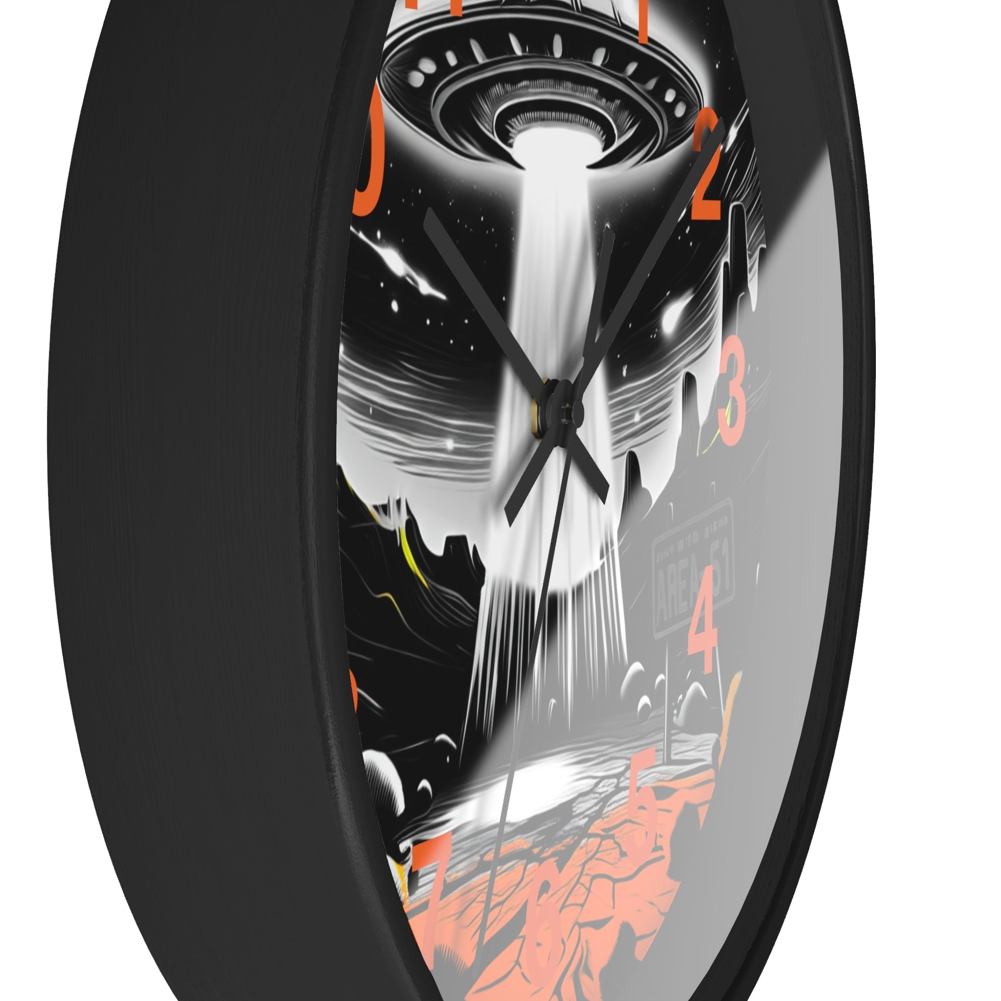 Alien Encounter Wall Clock, Unique Home Decor for Space Lovers, Retro Area 51 Theme, Perfect Gift for Sci-Fi Fans Printify
