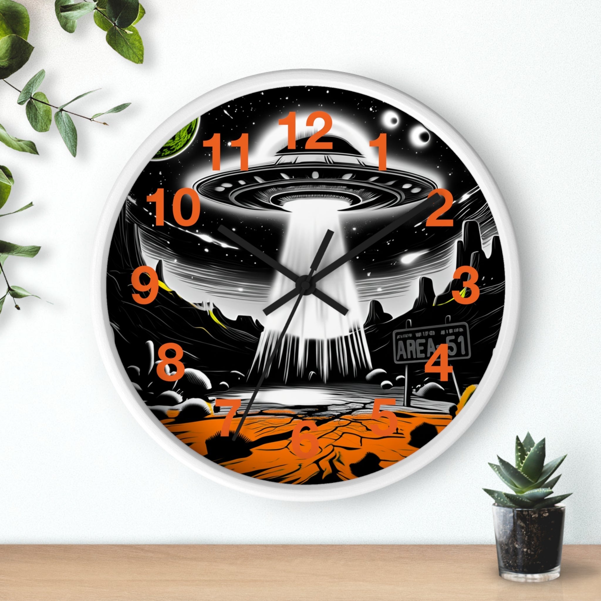 Alien Encounter Wall Clock, Unique Home Decor for Space Lovers, Retro Area 51 Theme, Perfect Gift for Sci-Fi Fans Printify