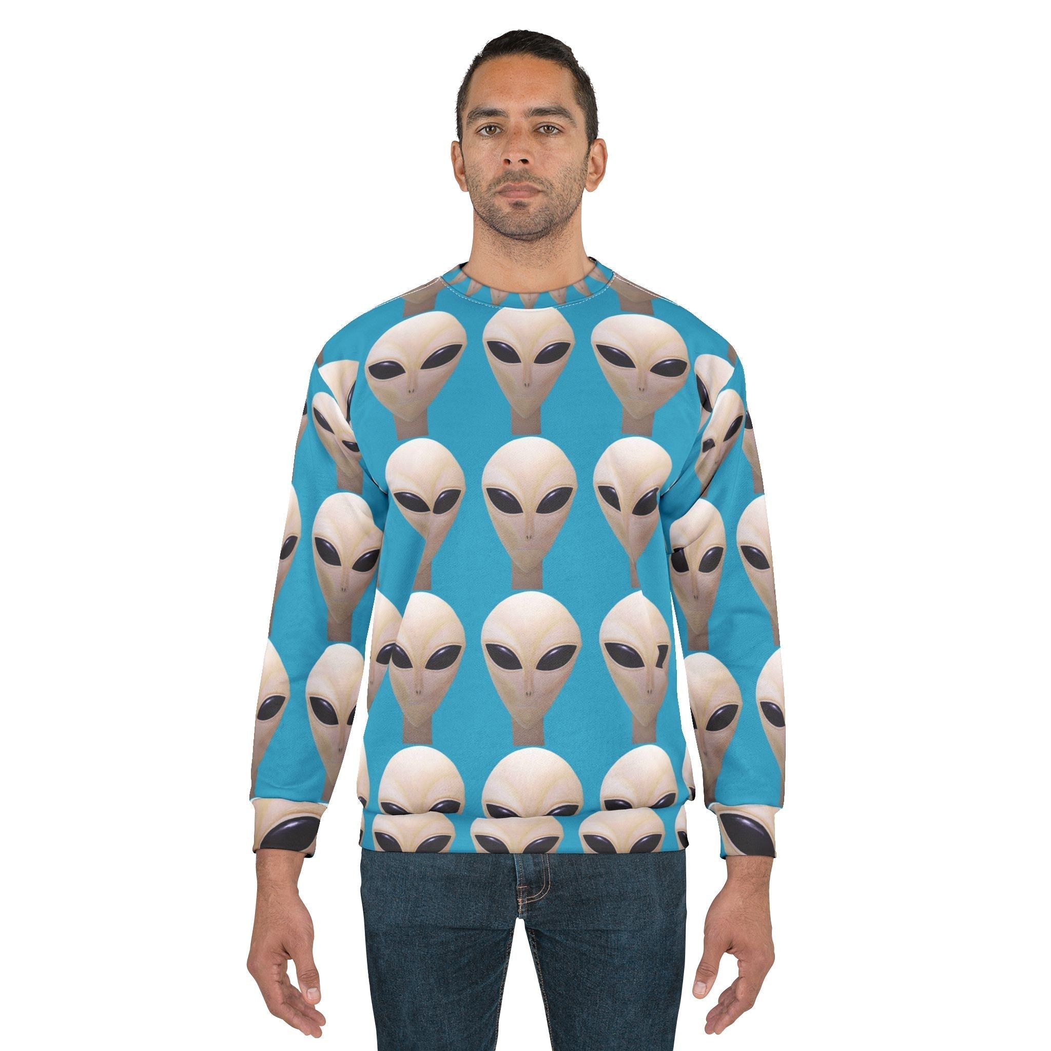 Alien Face Sweatshirt — Retro Signal Edition Printify