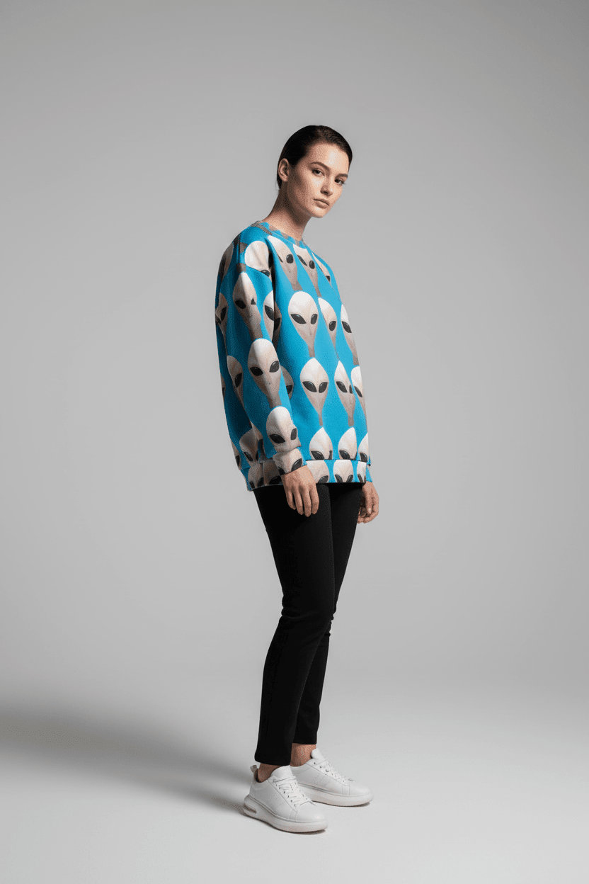 Blue Alien Sweatshirt Editorial