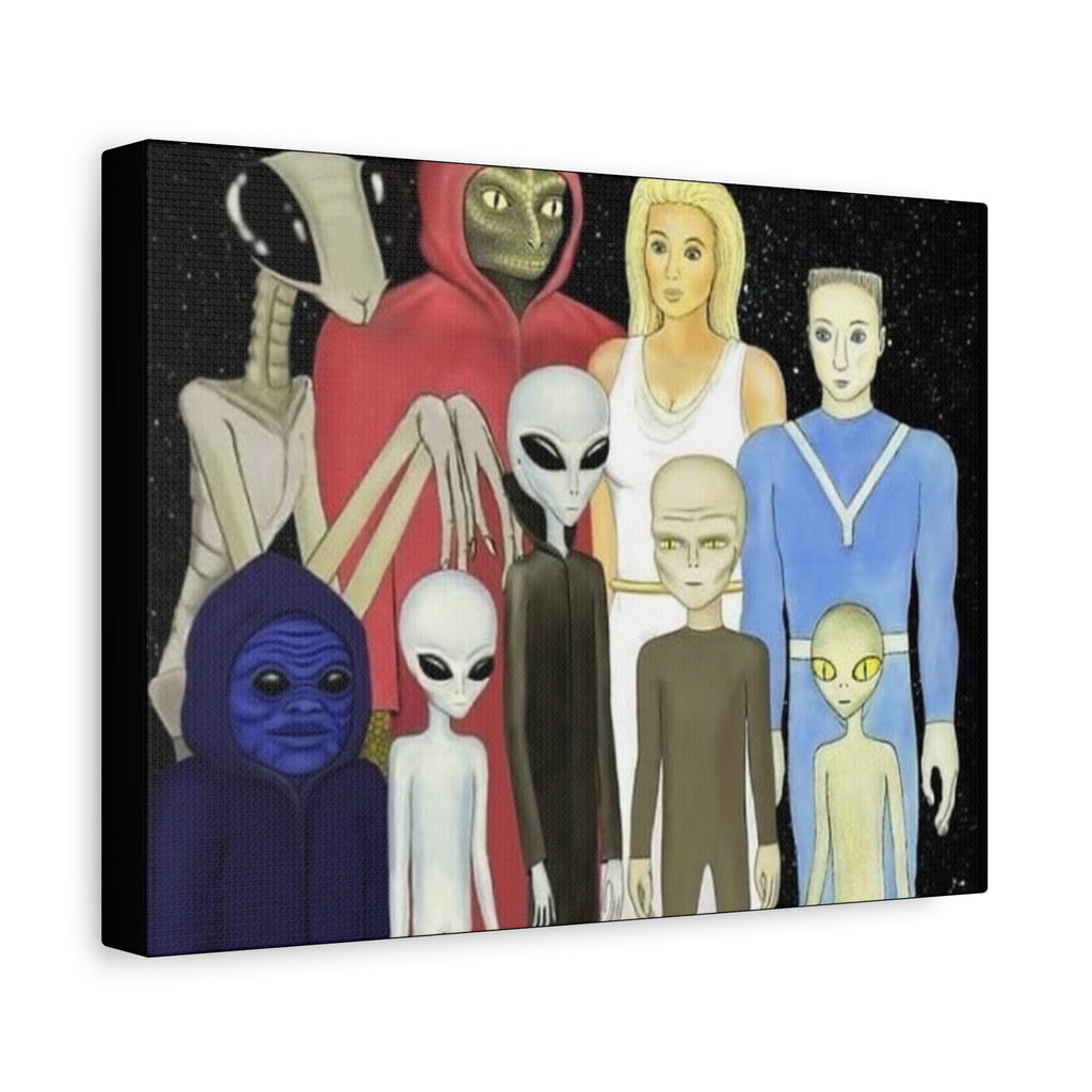 Alien Family Canvas Art Print, Sci-Fi Home Decor, Unique Gift, Cosmic Wall Art, Geeky Room Decoration Printify