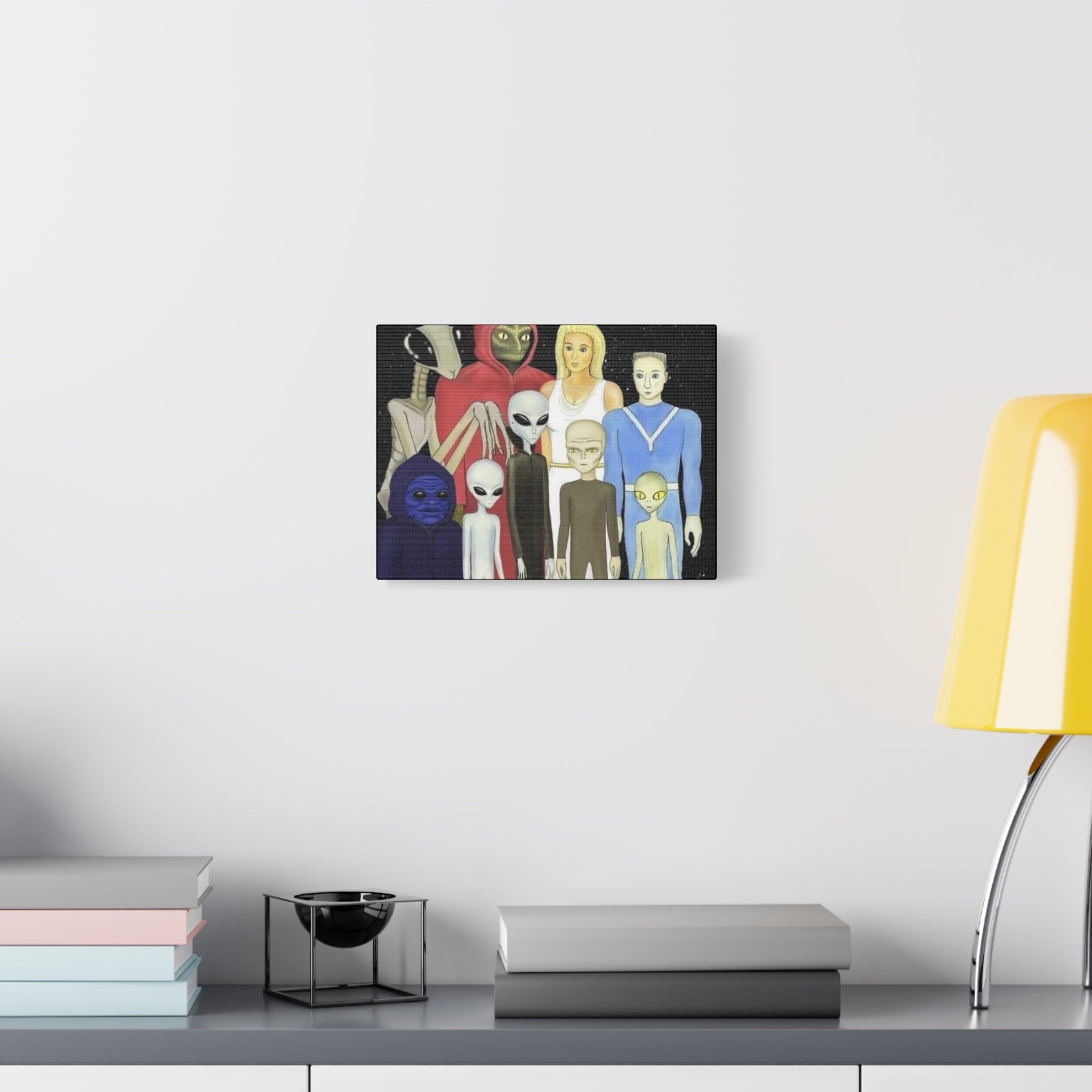 Alien Family Canvas Art Print, Sci-Fi Home Decor, Unique Gift, Cosmic Wall Art, Geeky Room Decoration Printify