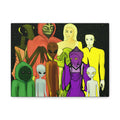 Alien Friends Canvas Art, Cosmic Wall Decor, Unique Home Gift, Sci-Fi Wall Hanging, Whimsical Art for UFO Lovers Printify