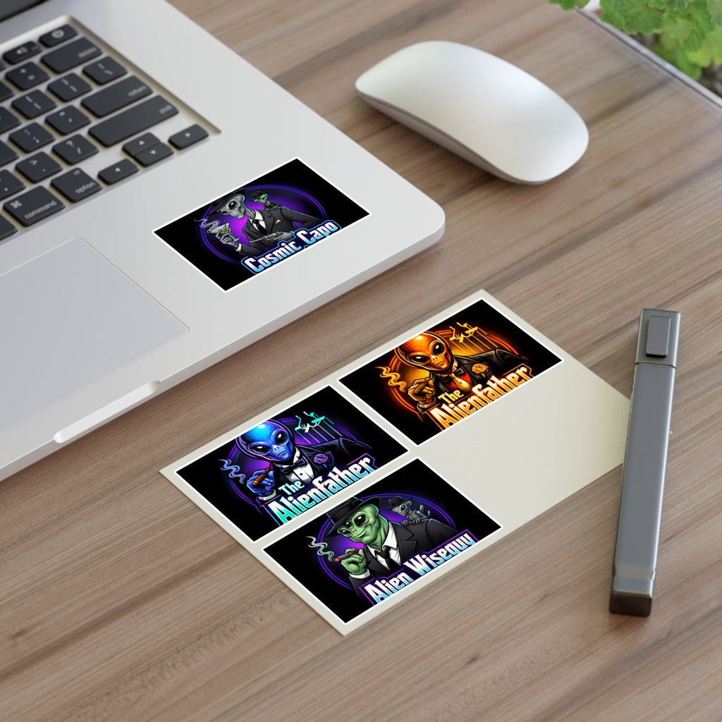 Alien Godfather Sticker Sheet — Retro Sci‑Fi Mob Boss Art Stickers (The Alienfather, Cosmic Capo) Printify