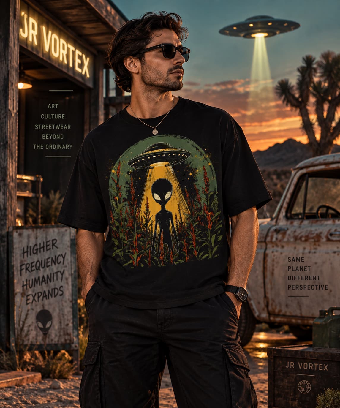Alien Harvest UFO Tee – Higher Frequency Garment-Dyed Shirt