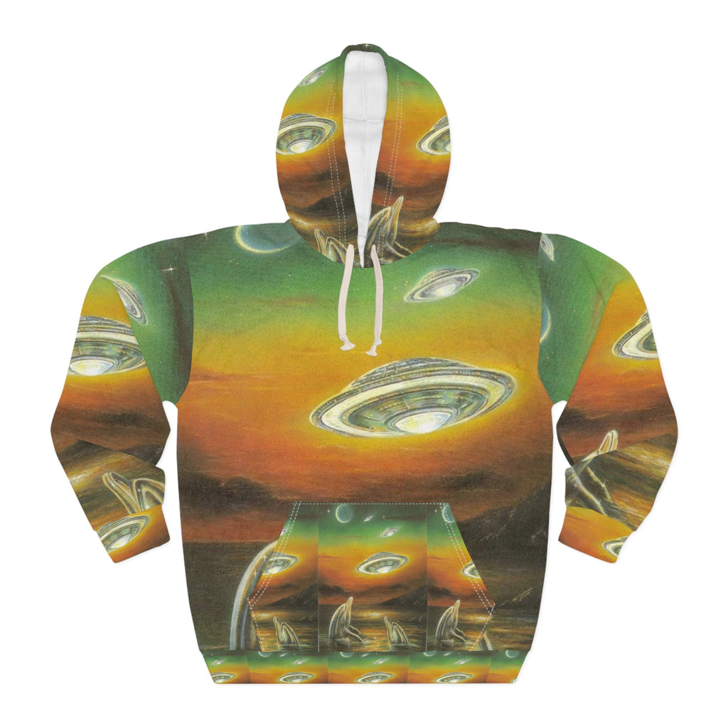 Alien Invasion Pullover Hoodie — Retro Contact Edition Printify