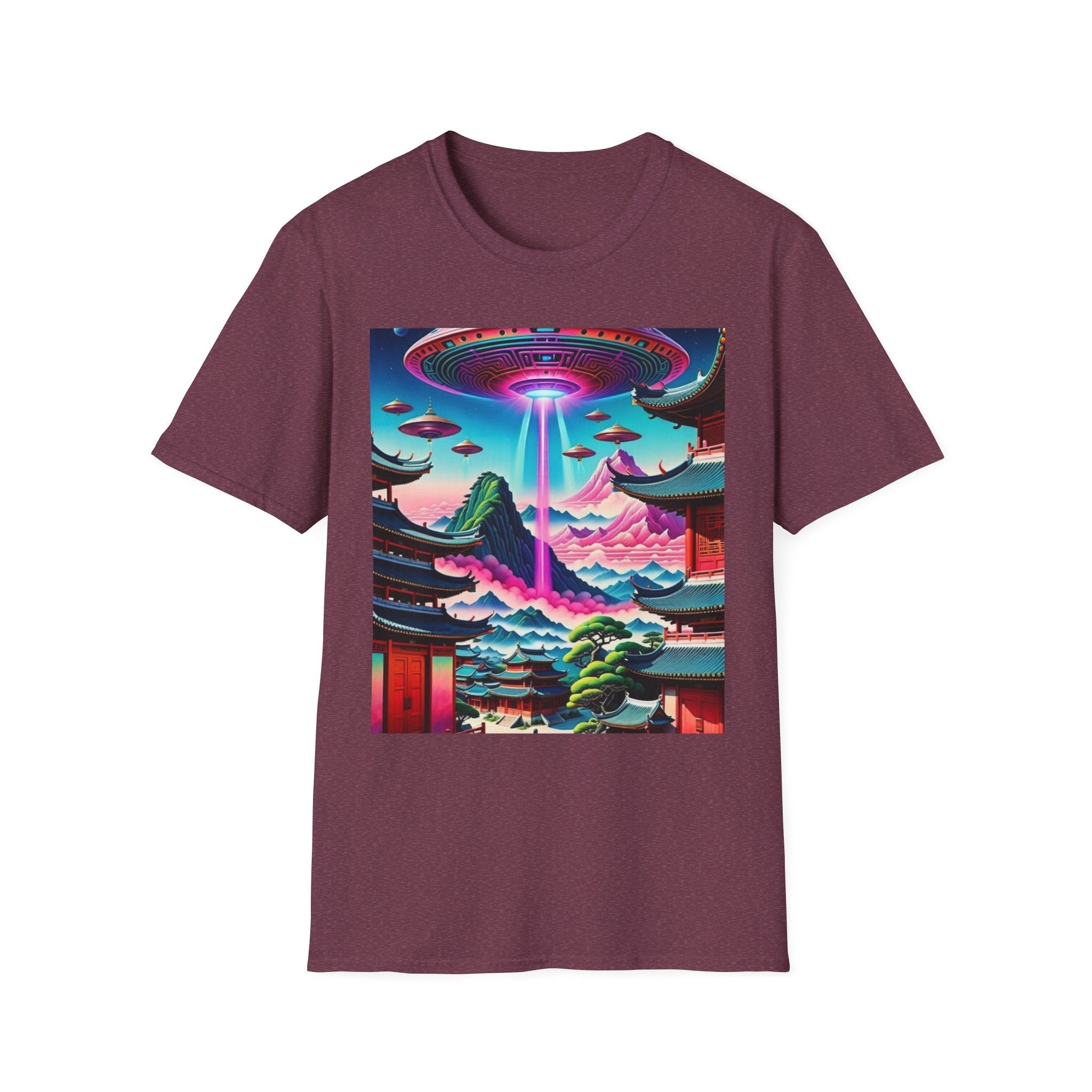 Alien Landscape Unisex Softstyle T-Shirt | Retro Art Tee for Sci-Fi Lovers, Vintage Graphic Tee, Unique Gift, Casual Wear, Festival Outfit Printify