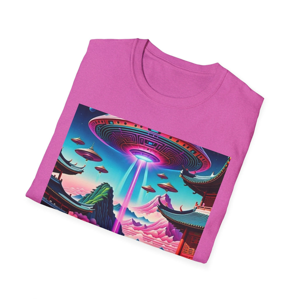 Alien Landscape Unisex Softstyle T-Shirt | Retro Art Tee for Sci-Fi Lovers, Vintage Graphic Tee, Unique Gift, Casual Wear, Festival Outfit Printify