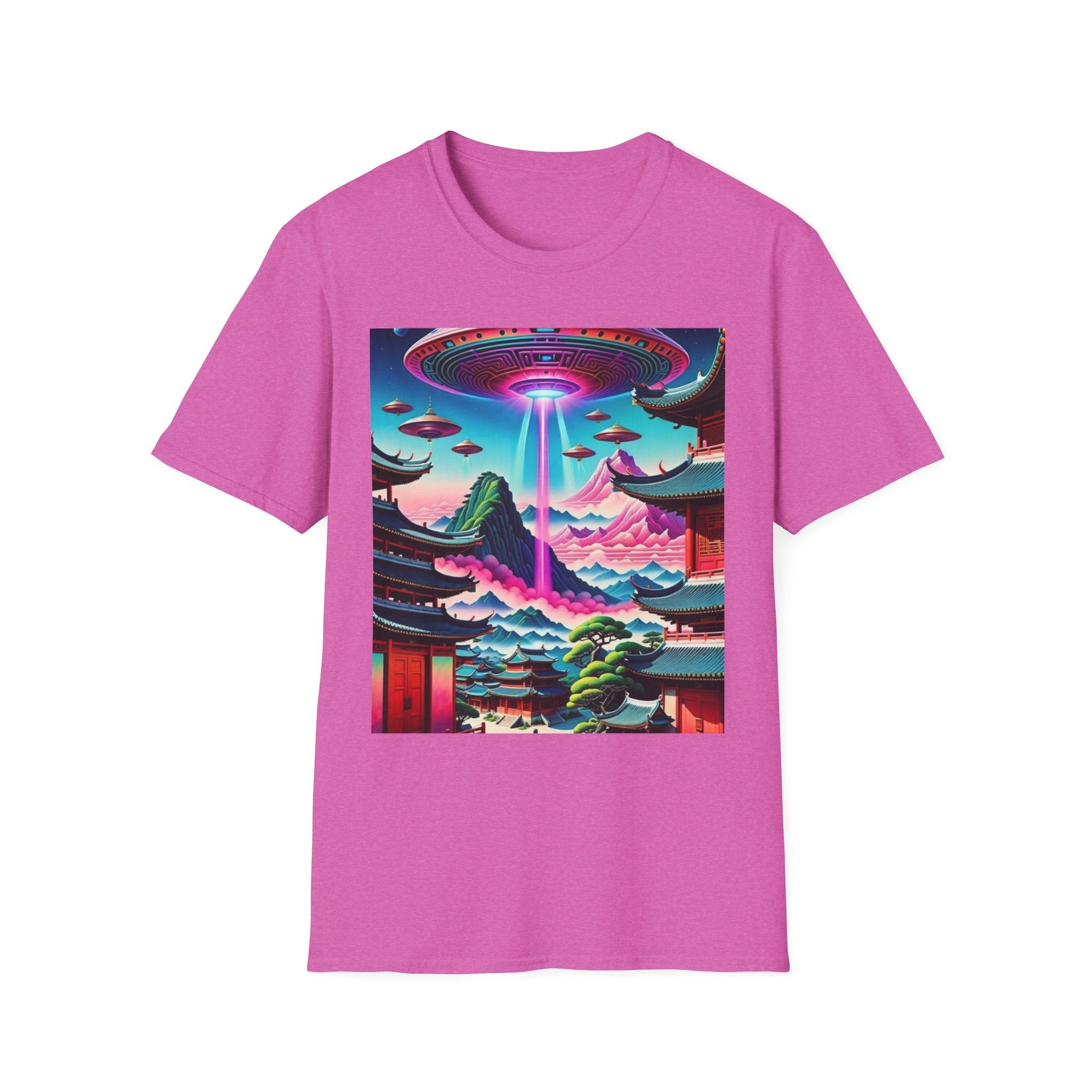 Alien Landscape Unisex Softstyle T-Shirt | Retro Art Tee for Sci-Fi Lovers, Vintage Graphic Tee, Unique Gift, Casual Wear, Festival Outfit Printify