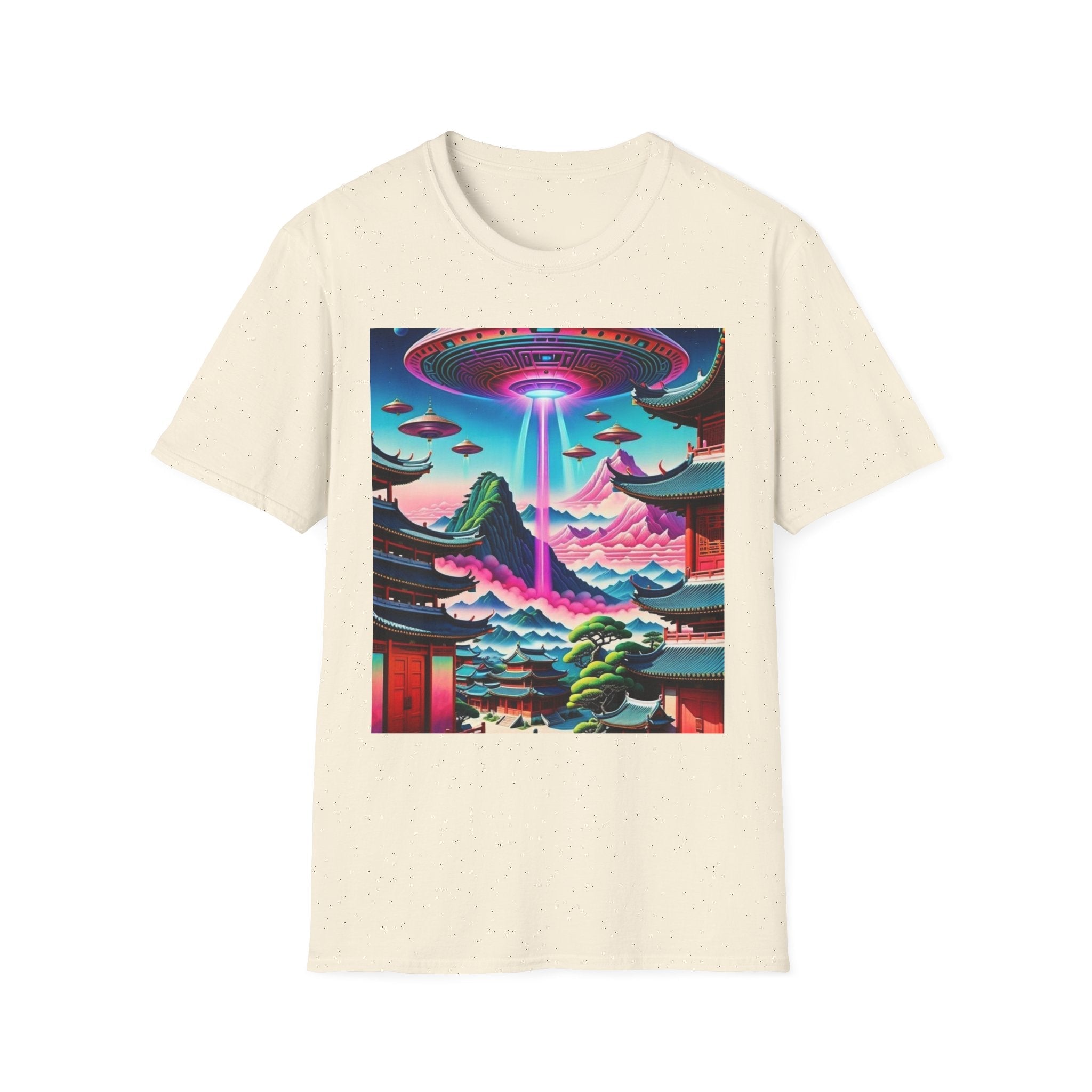 Alien Landscape Unisex Softstyle T-Shirt | Retro Art Tee for Sci-Fi Lovers, Vintage Graphic Tee, Unique Gift, Casual Wear, Festival Outfit Printify