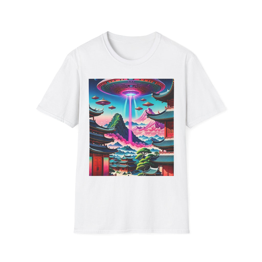 Alien Landscape Unisex Softstyle T-Shirt | Retro Art Tee for Sci-Fi Lovers, Vintage Graphic Tee, Unique Gift, Casual Wear, Festival Outfit Printify