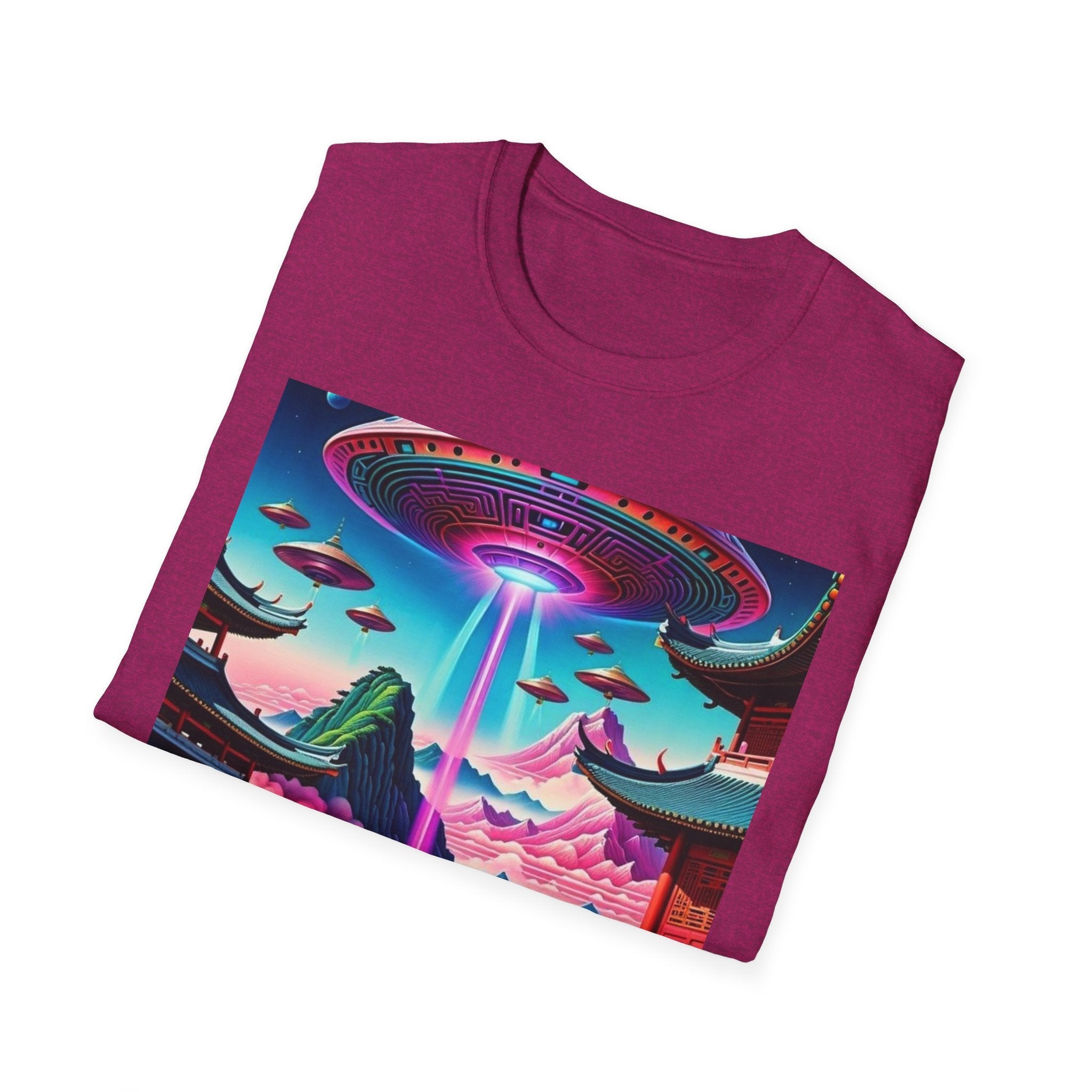 Alien Landscape Unisex Softstyle T-Shirt | Retro Art Tee for Sci-Fi Lovers, Vintage Graphic Tee, Unique Gift, Casual Wear, Festival Outfit Printify
