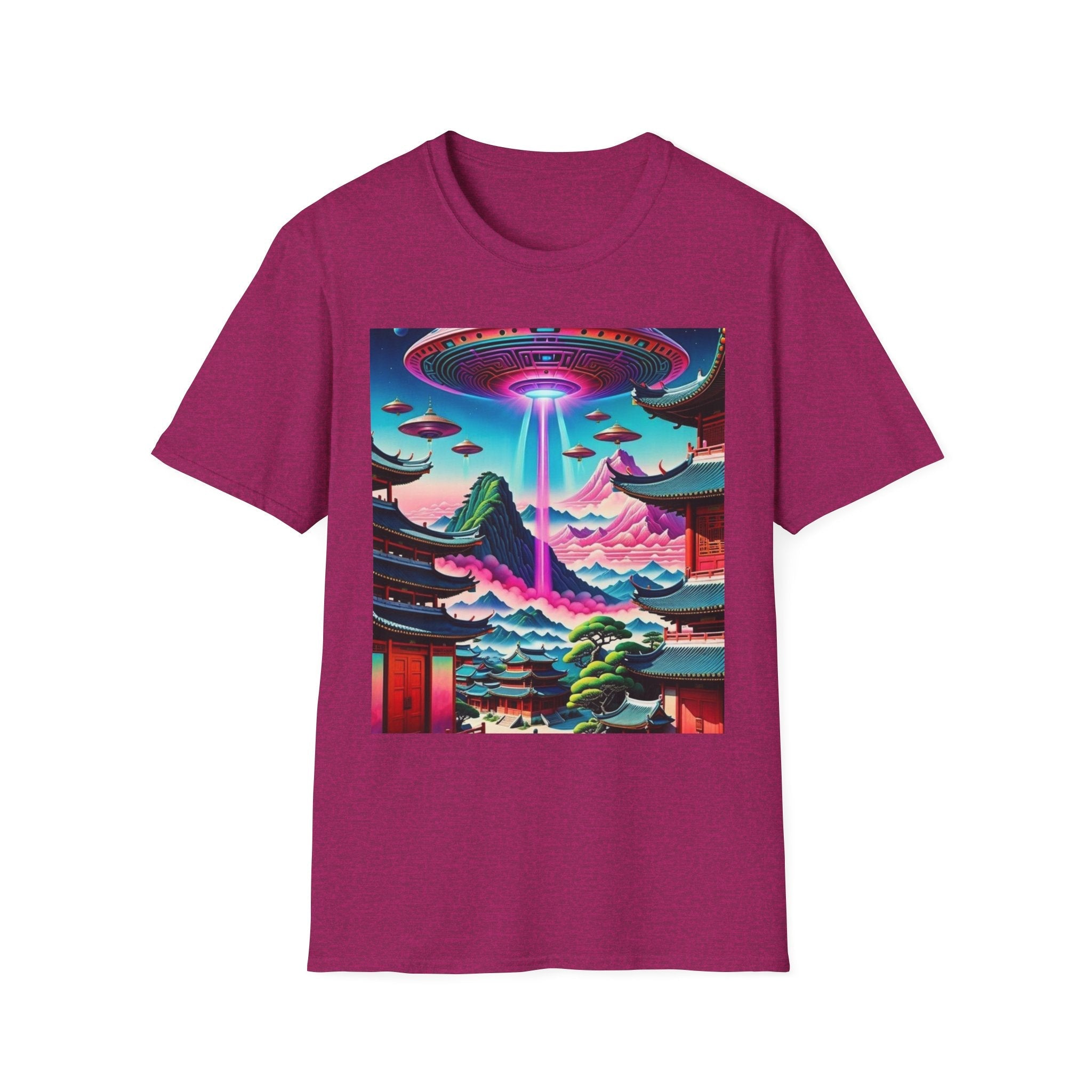 Alien Landscape Unisex Softstyle T-Shirt | Retro Art Tee for Sci-Fi Lovers, Vintage Graphic Tee, Unique Gift, Casual Wear, Festival Outfit Printify