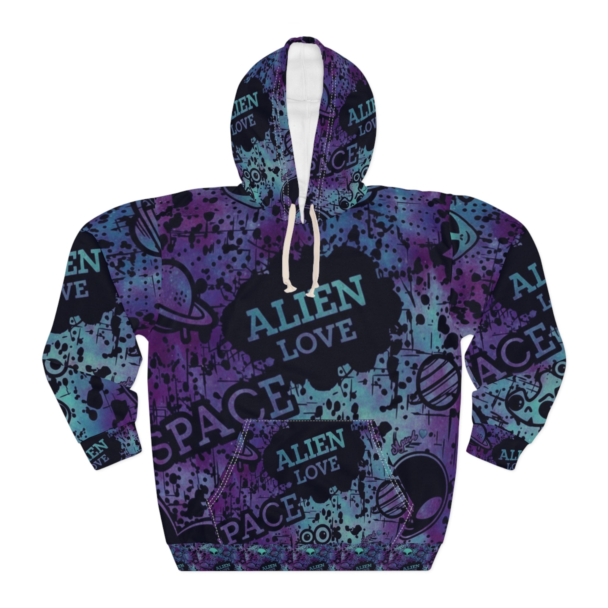 Alien Love Space Hoodie — Galactic Purple All-Over Print