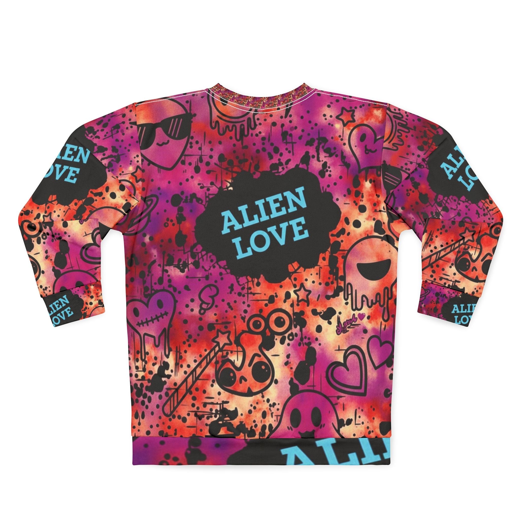 Alien Love Sweatshirt - Colorful Graffiti All-Over Print