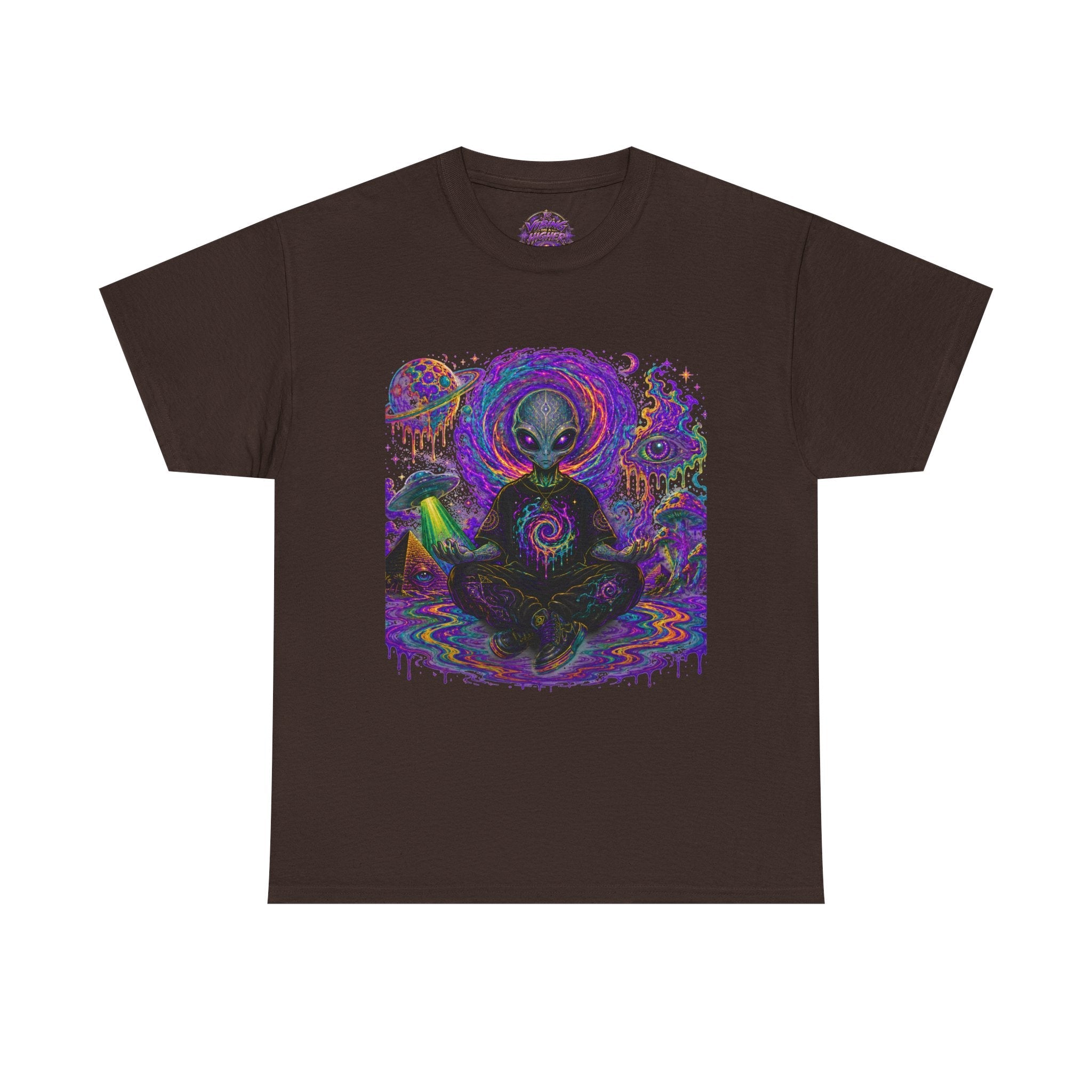 Alien Meditation T-Shirt — Psychedelic Cosmic Yoga Graphic Tee