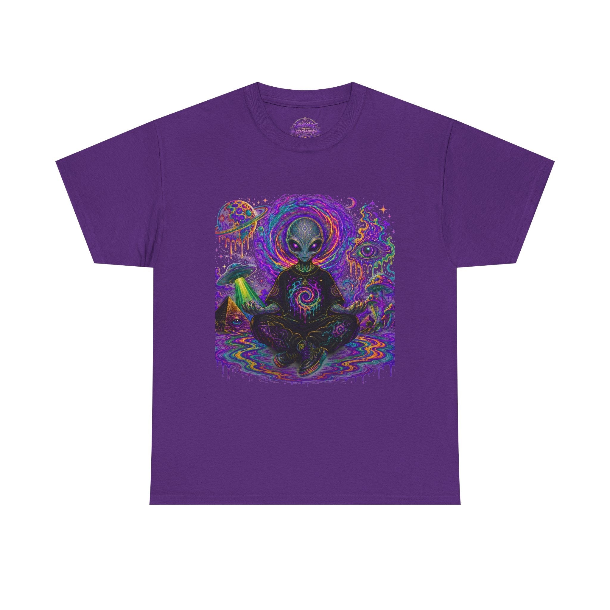 Alien Meditation T-Shirt — Psychedelic Cosmic Yoga Graphic Tee