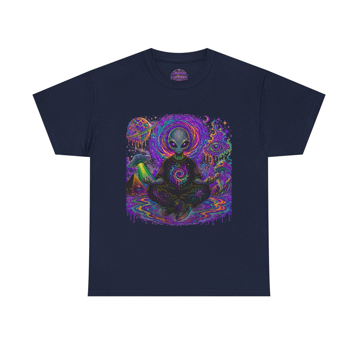Alien Meditation T-Shirt — Psychedelic Cosmic Yoga Graphic Tee