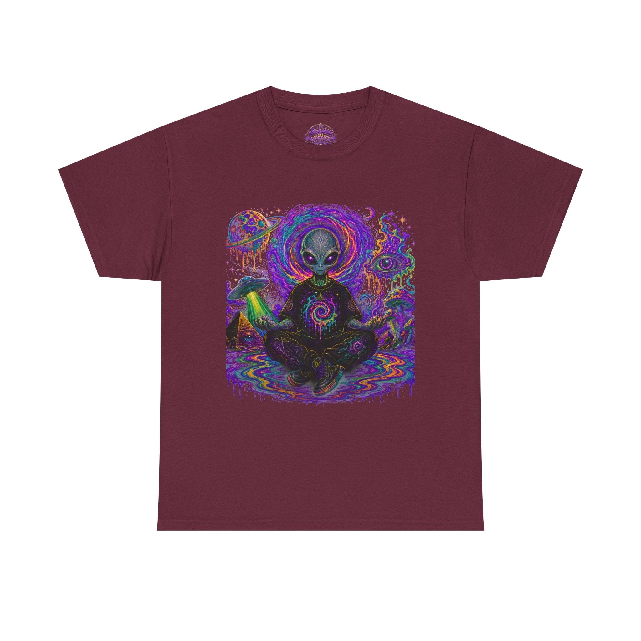 Alien Meditation T-Shirt — Psychedelic Cosmic Yoga Graphic Tee