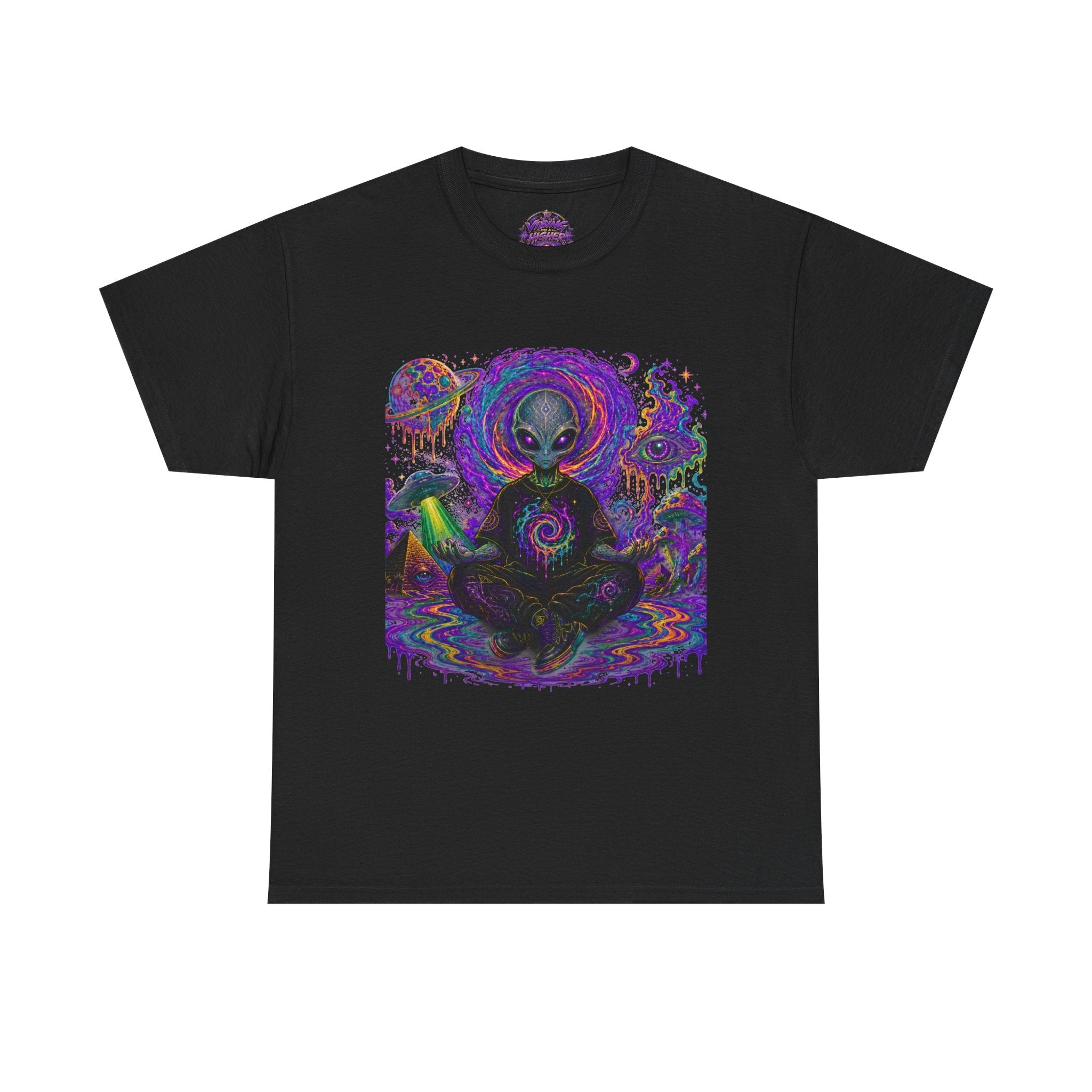 Alien Meditation T-Shirt — Psychedelic Cosmic Yoga Graphic Tee