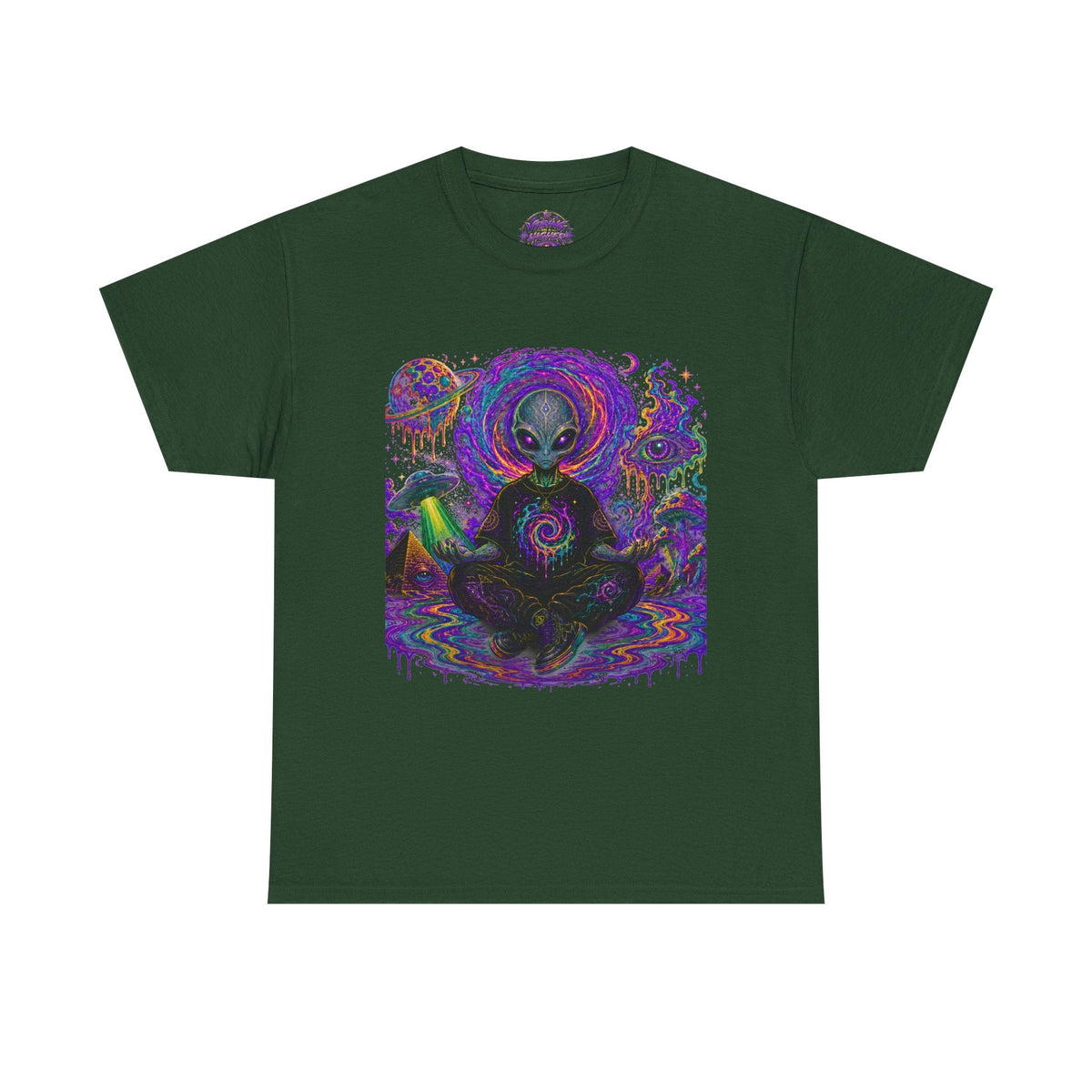 Alien Meditation T-Shirt — Psychedelic Cosmic Yoga Graphic Tee