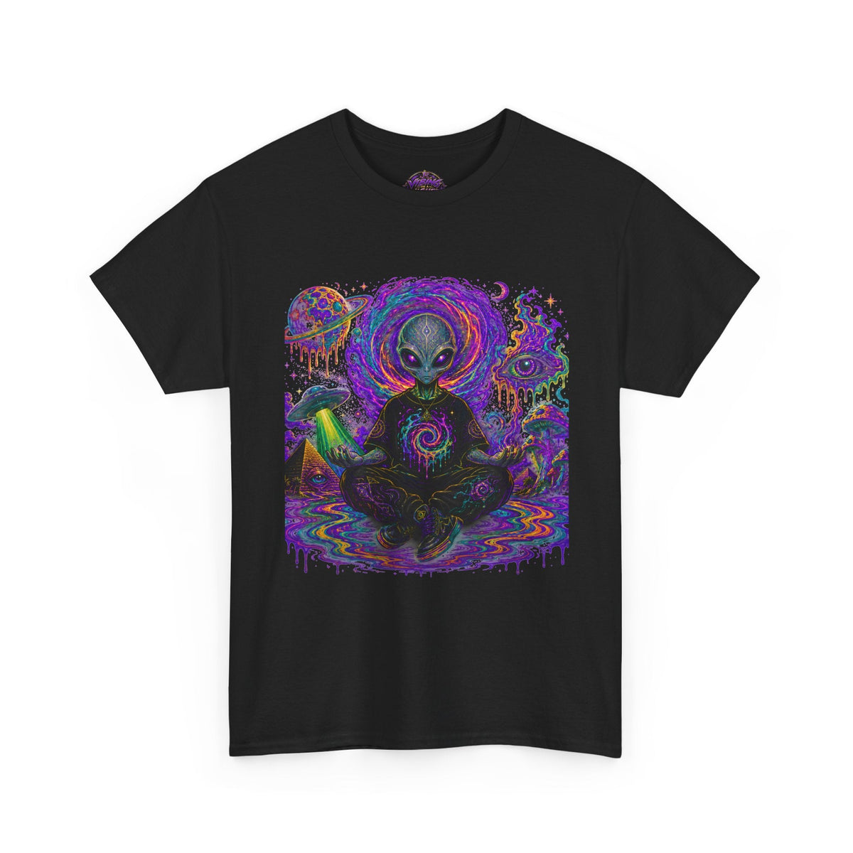 Alien Meditation T-Shirt — Psychedelic Cosmic Yoga Graphic Tee