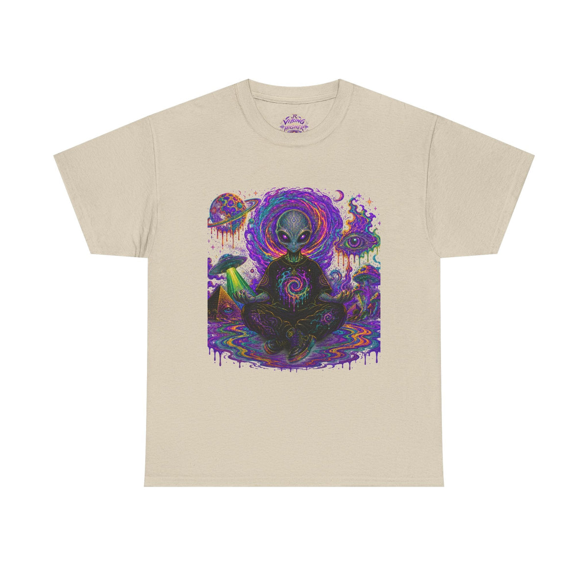 Alien Meditation T-Shirt — Psychedelic Cosmic Yoga Graphic Tee