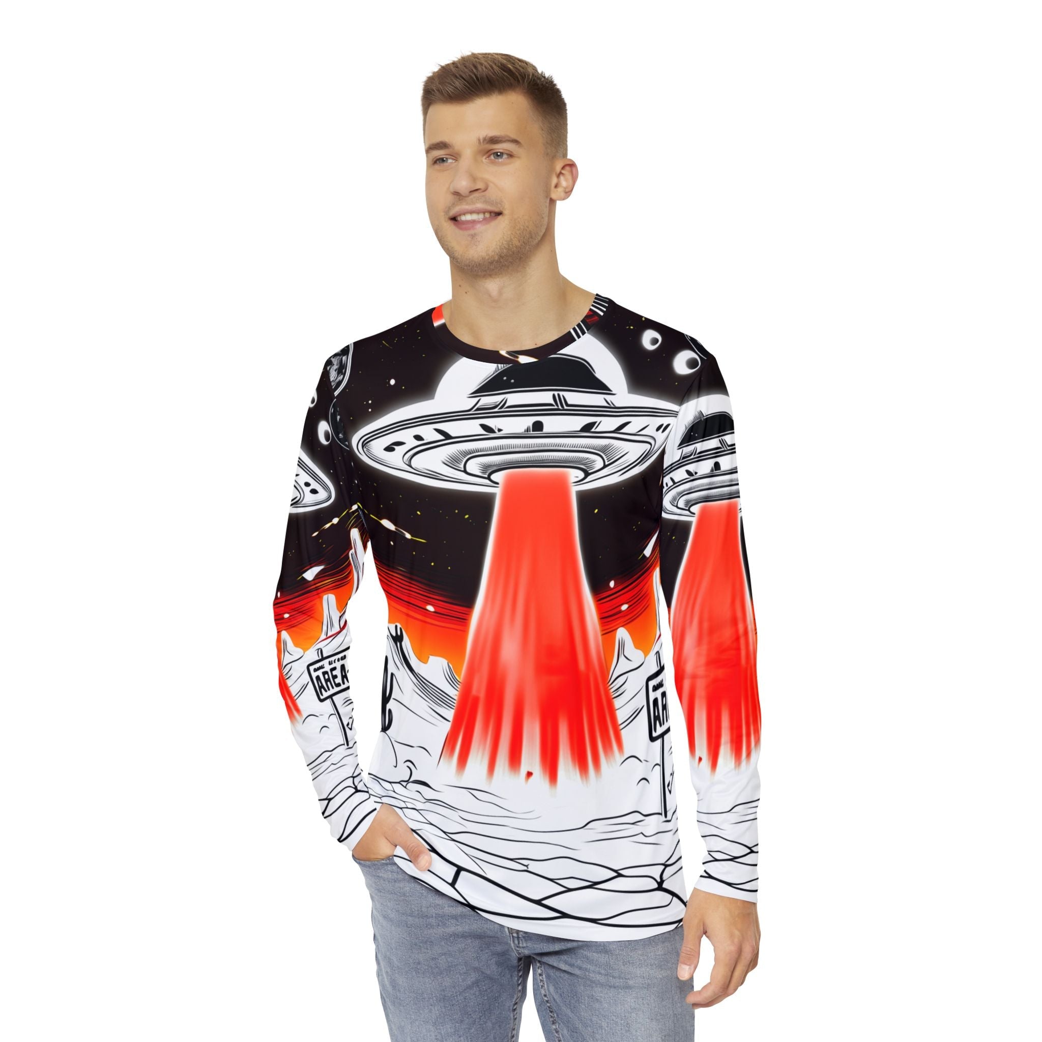 JR Vortex — “Red Beam Encounter” AOP Long Sleeve Printify