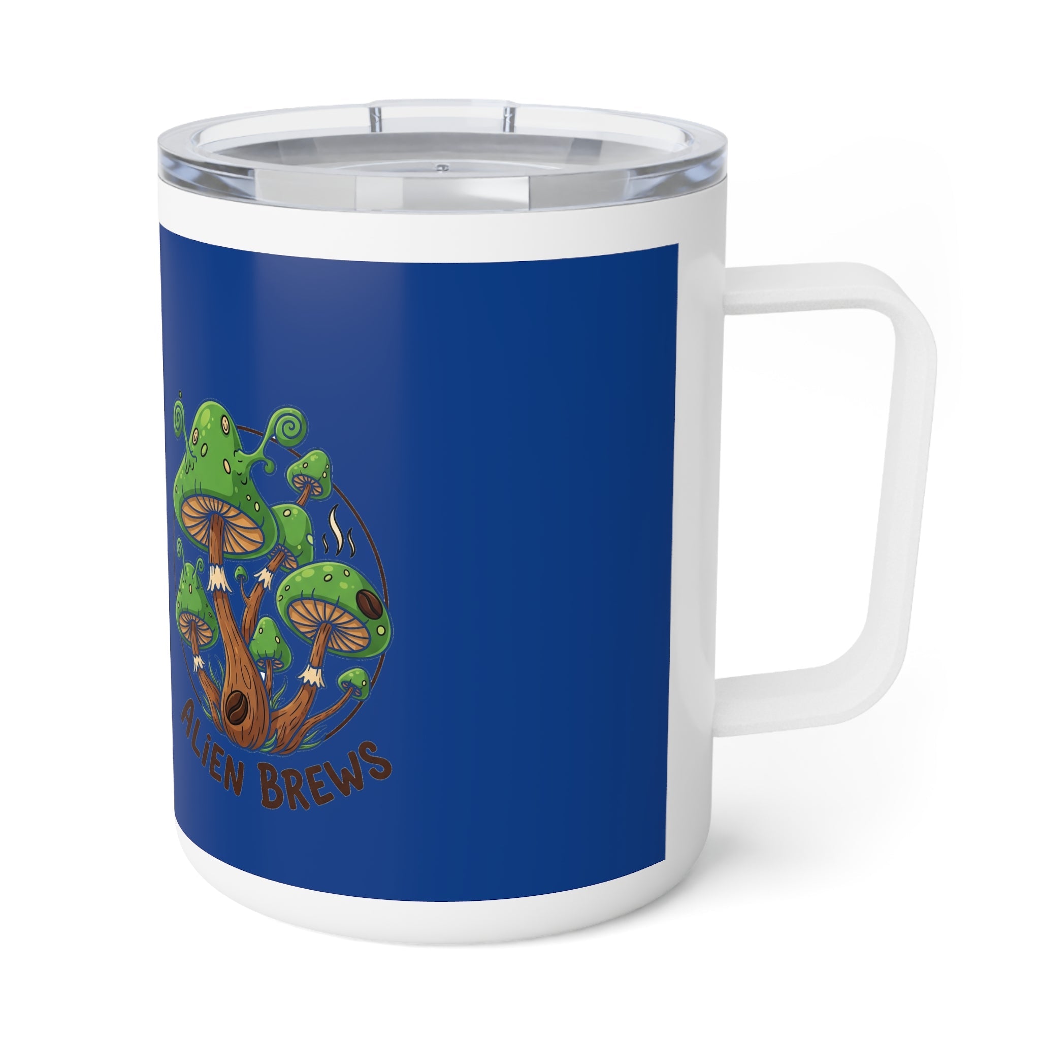 Alien Mushrooms 10oz Insulated Coffee Mug — Cute Psychedelic Mushroom Travel Tumbler Printify