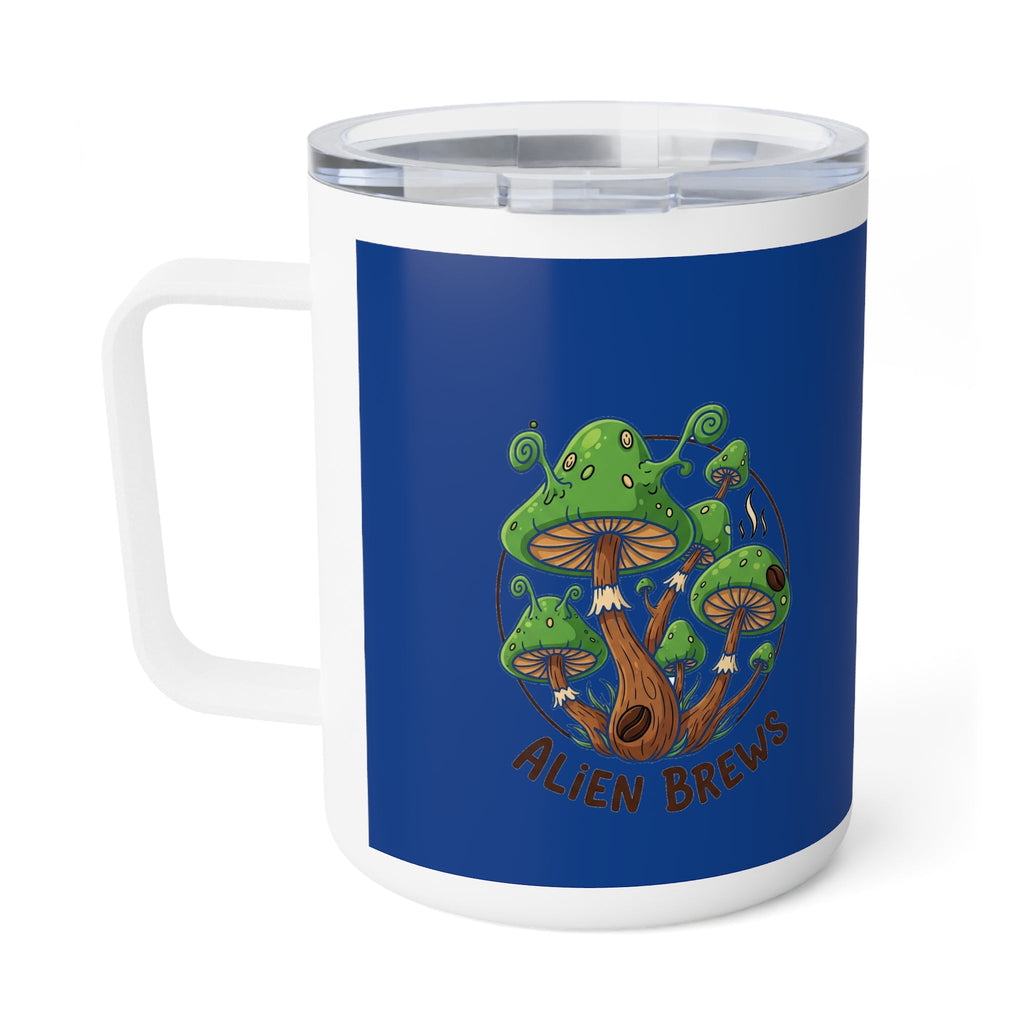 Alien Mushrooms 10oz Insulated Coffee Mug — Cute Psychedelic Mushroom Travel Tumbler Printify