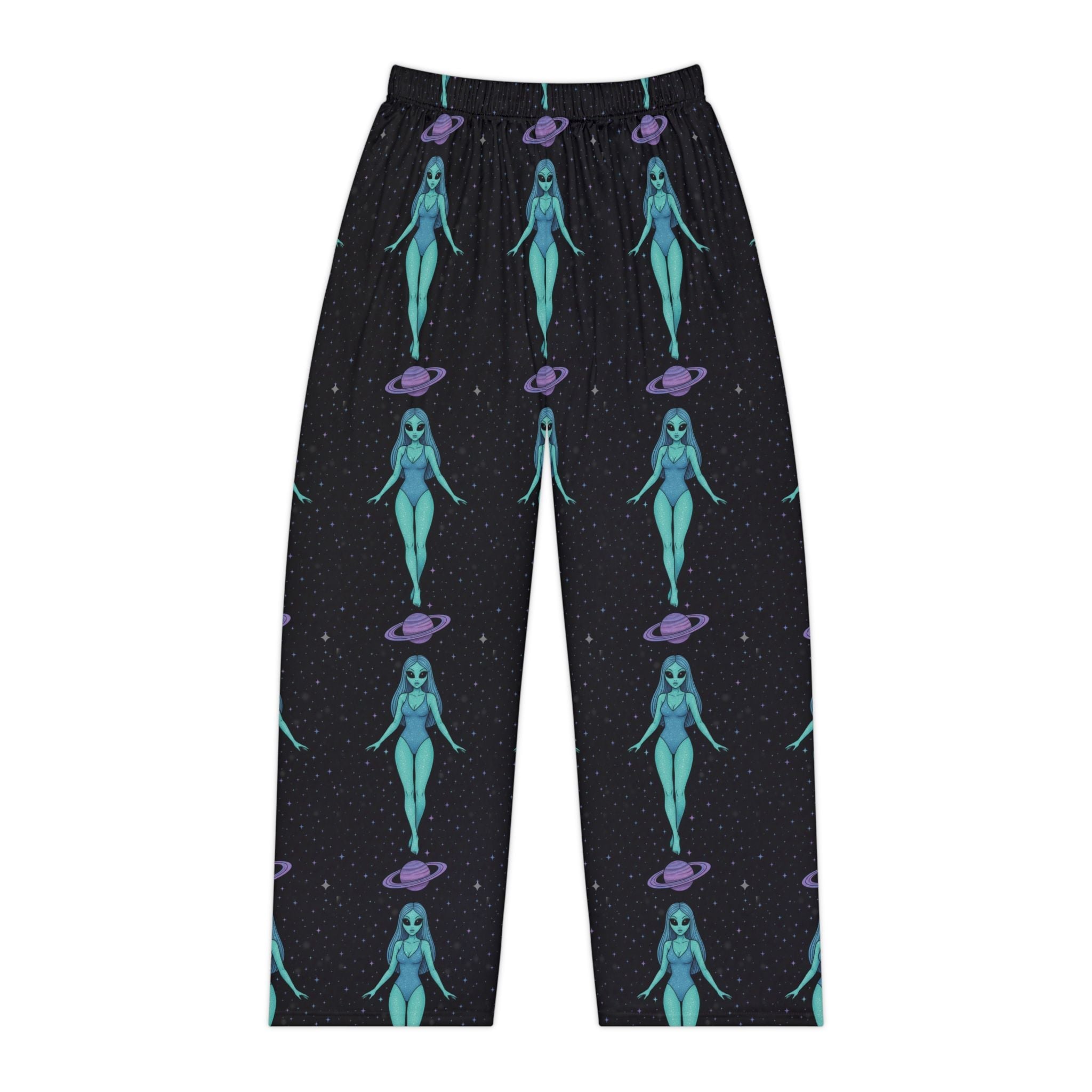 Alien Print Pajama Pants — Women's Space Lounge Sleepwear